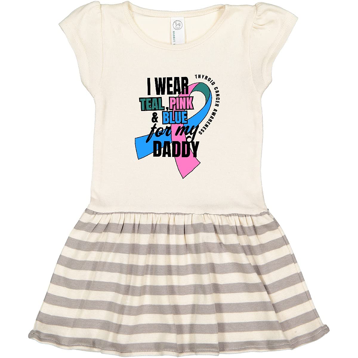 Inktastic I Wear Teal Pink and Blue for My Daddy Toddler Dress - Cute Baby Girl Outfit for Father's Day, Family Photos & Special Occasions