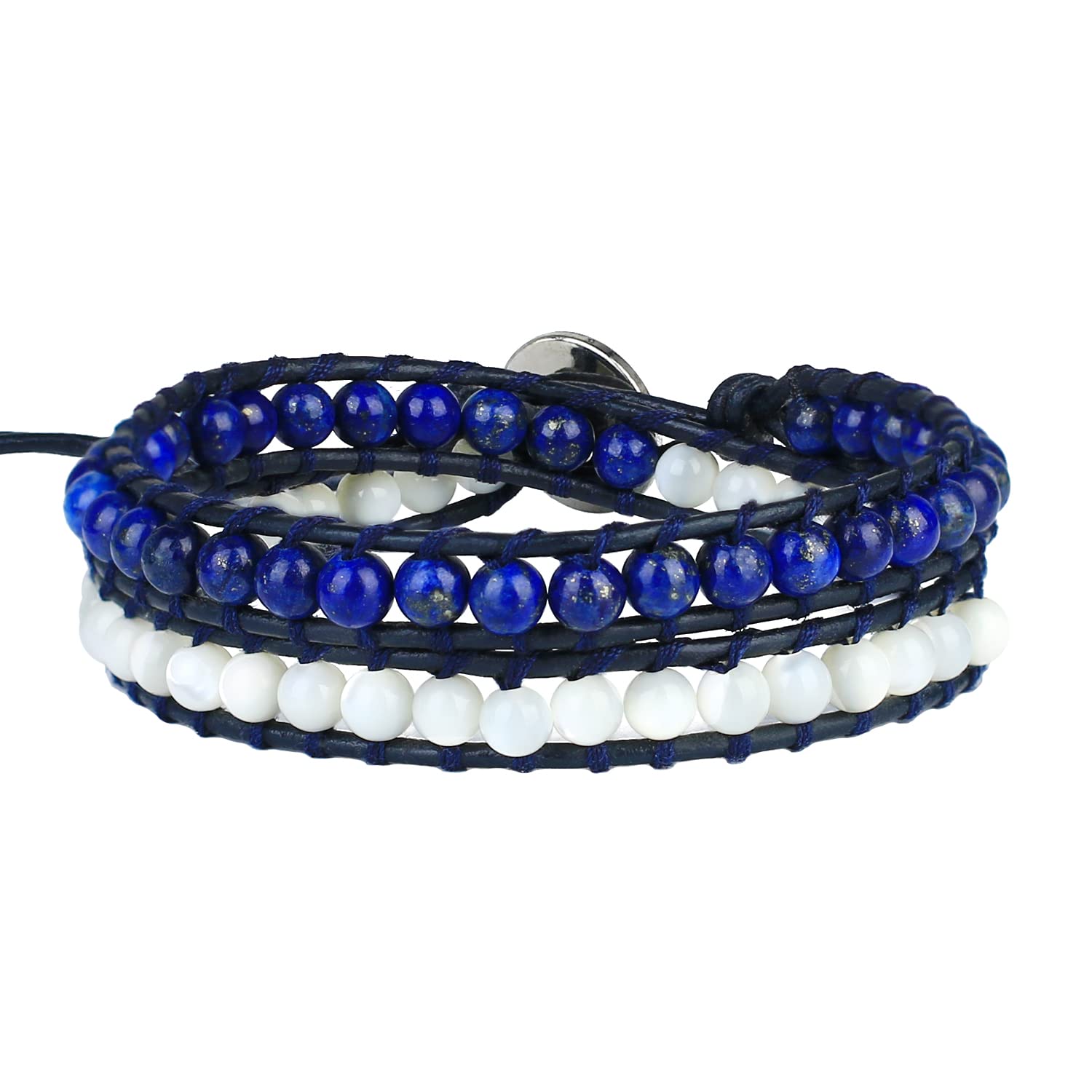KELITCH Women's 2-Pack Hand-Braided Beaded Leather Wrap Bracelets - Stackable Boho Jewelry for Everyday Wear & Layering Outfits