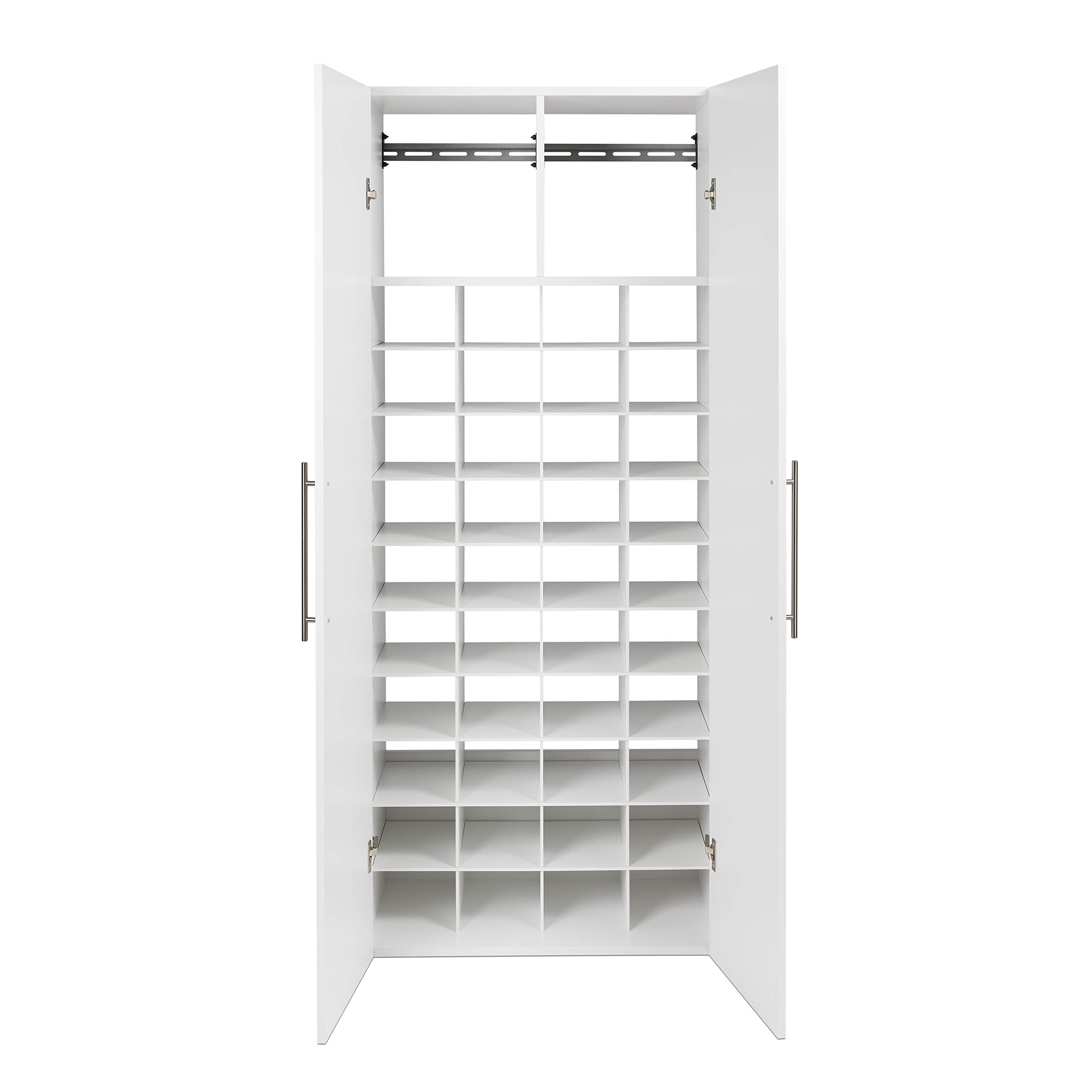 Prepac 30-Inch Wall Mounted Shoe Storage Cabinet with 40 Cubbies - White (30