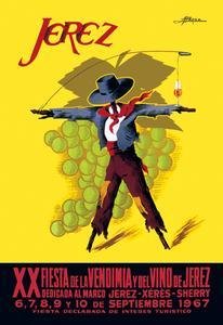Jerez Fiesta de la Vendimia XX Fine Art Canvas Print - 20x30 Inches - Vintage Spanish Wine Festival Poster - Perfect for Home Decor, Office Wall Art & Gift Ideas