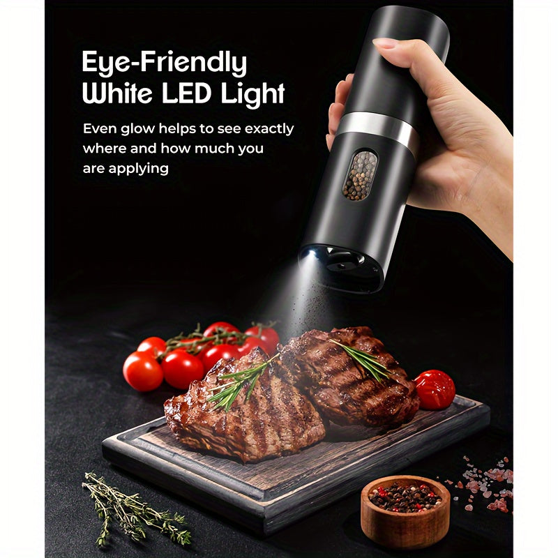 Mpow 2-Pack Electric Salt and Pepper Grinder Set - Rechargeable Battery Operated Spice Mill with Adjustable Coarseness - Perfect for Kitchen, Dining Table & Outdoor Cooking
