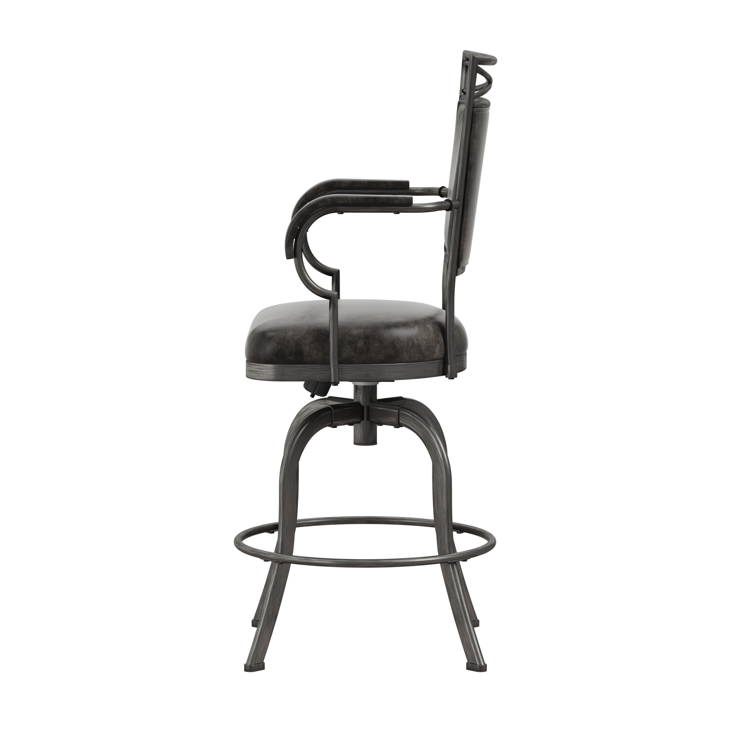 Hillsdale Bridgetown Metal Counter Height Swivel Bar Stool in Pewter - Perfect for Kitchen Islands, Breakfast Bars & Home Decor