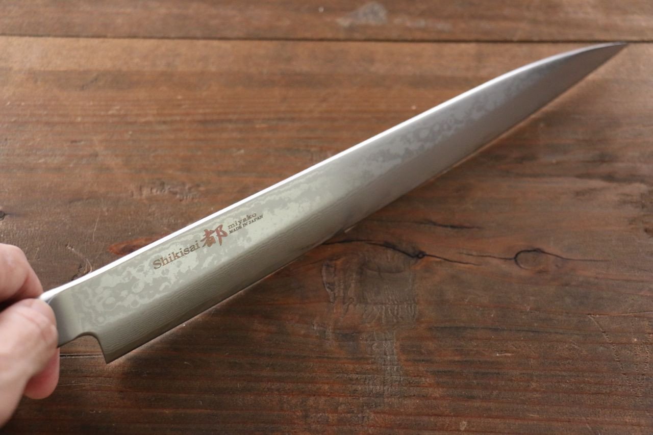 Premium Miyako AUS8 33-Layer Damascus Yanagiba Sushi Knife 240mm - Japanese High-Carbon Steel Blade for Professional Chefs & Sushi Masters - Perfect for Slicing Raw Fish & Preparing Sashimi