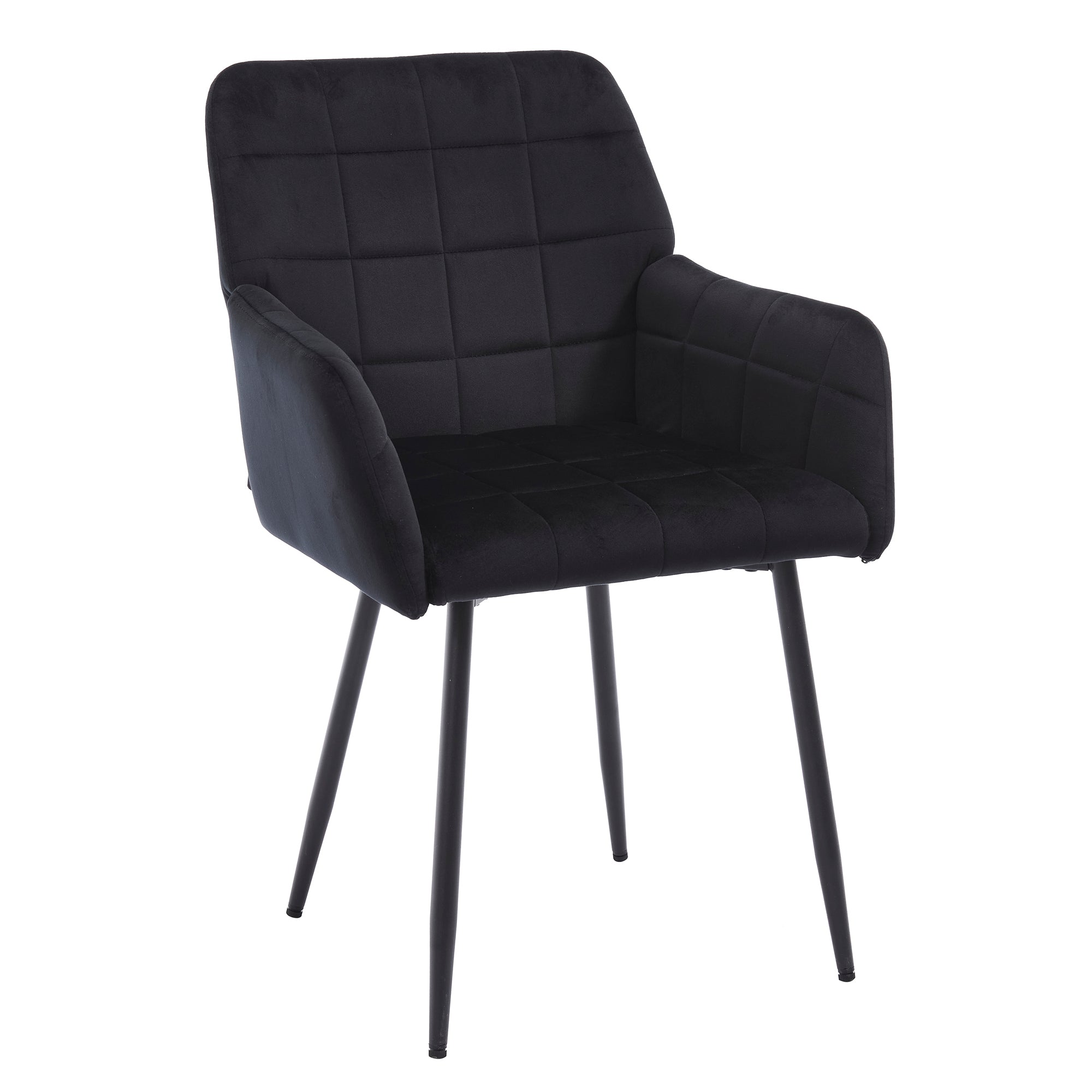 2-Piece Velvet Upholstered Dining Chairs Set with Armrests - Comfortable Kitchen & Living Room Seating - Easy Assembly & Cleaning - Perfect for Home Dining, Entertaining & Small Spaces (Black)