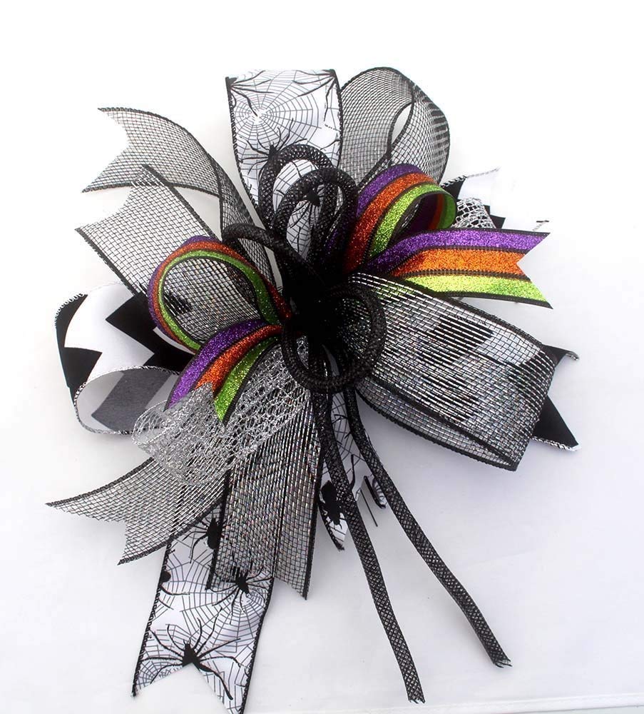 Spooky Halloween Spider Bow for Wreaths, Mantle Decor, Lanterns - Elegant Holiday Ribbon for Weddings, Halloween & Christmas Decorations - Perfect for DIY Crafts, Gift Wrapping & Seasonal Home Decor