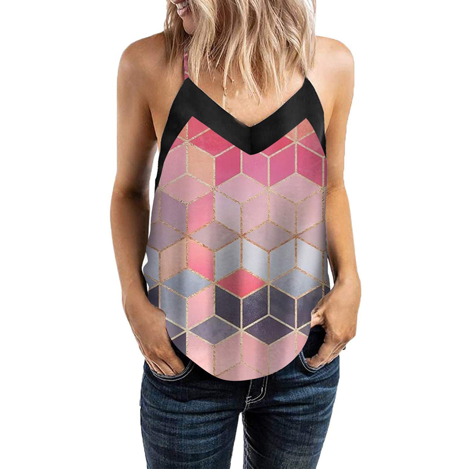 Stylish Plaid Women's Blouse Vest - Fashionable Halter Top with Sexy Print & Splicing Design | Perfect for Casual Outings, Date Nights & Summer Parties