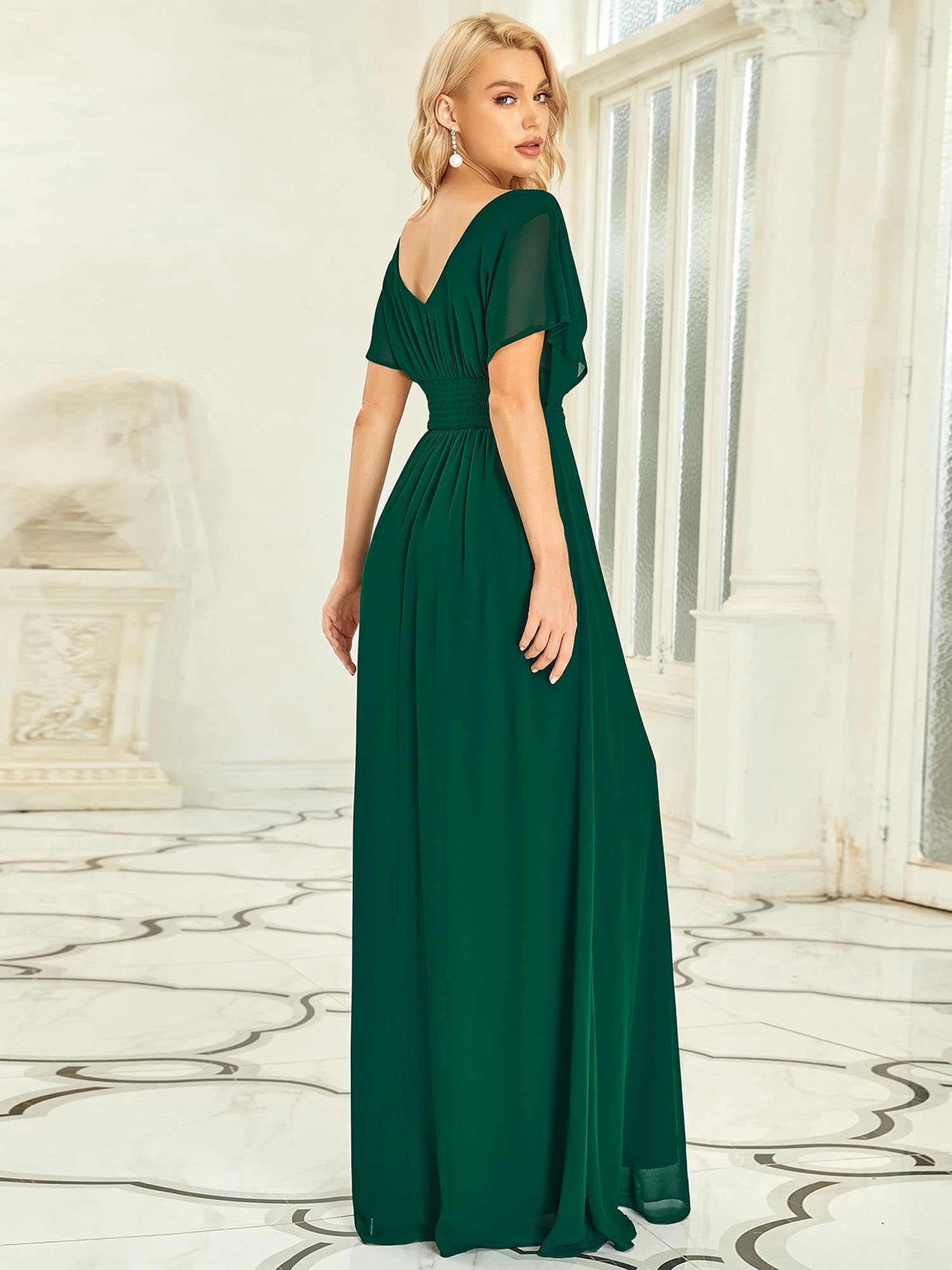 Ever-Pretty Women's Elegant V-Neck Formal Evening Dress 7851 - Floor Length Gown for Prom, Wedding Guest, Black Tie Events & Special Occasions
