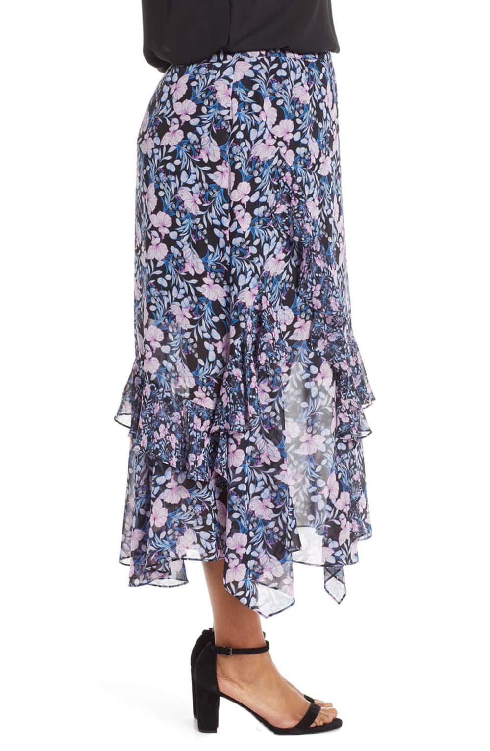 Vince Camuto Women's Plus Size Ruffled Floral Maxi Skirt - Elegant Boho Summer Dress for Beach, Vacation & Casual Outings