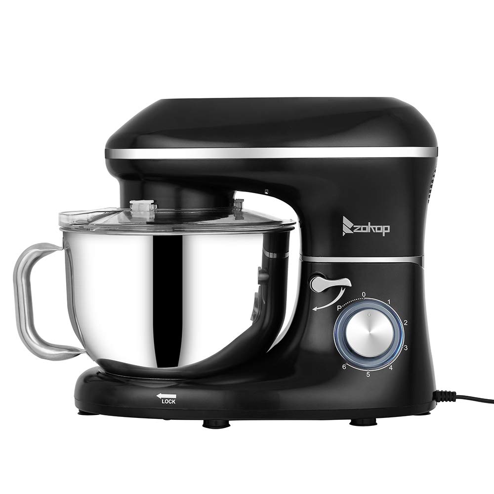 ZOKOP ZK-1504N 5.5L 660W Stand Mixer with Handle - Professional Kitchen Mixing Machine for Baking, Dough Kneading & Food Preparation (Black)