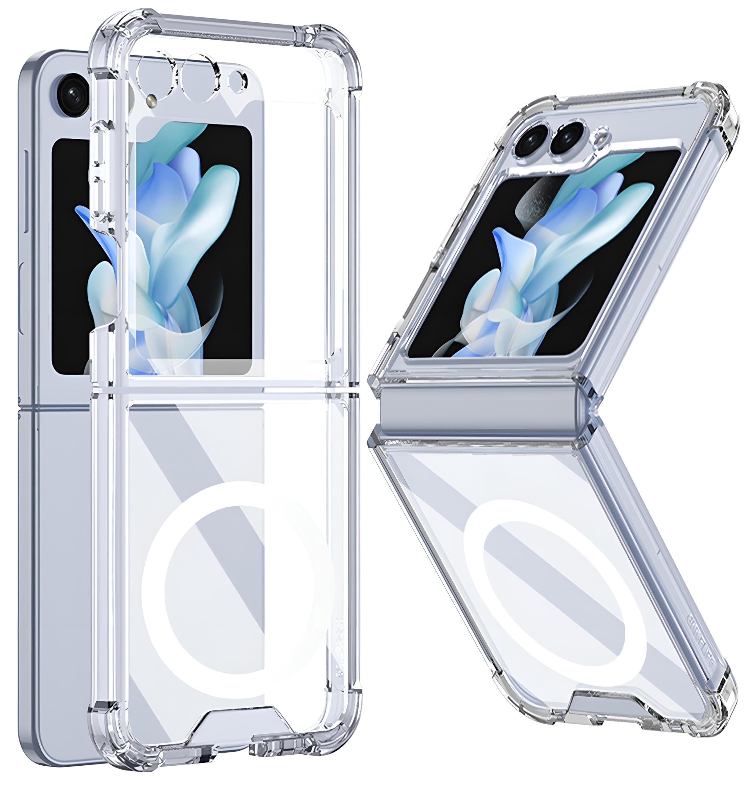 Slim Shockproof Magnetic Phone Case for Samsung Galaxy Z Flip 5 - Clear Anti-Yellow Transparent Cover with MagSafe Compatibility | Perfect for Everyday Protection & Wireless Charging (Men & Women)