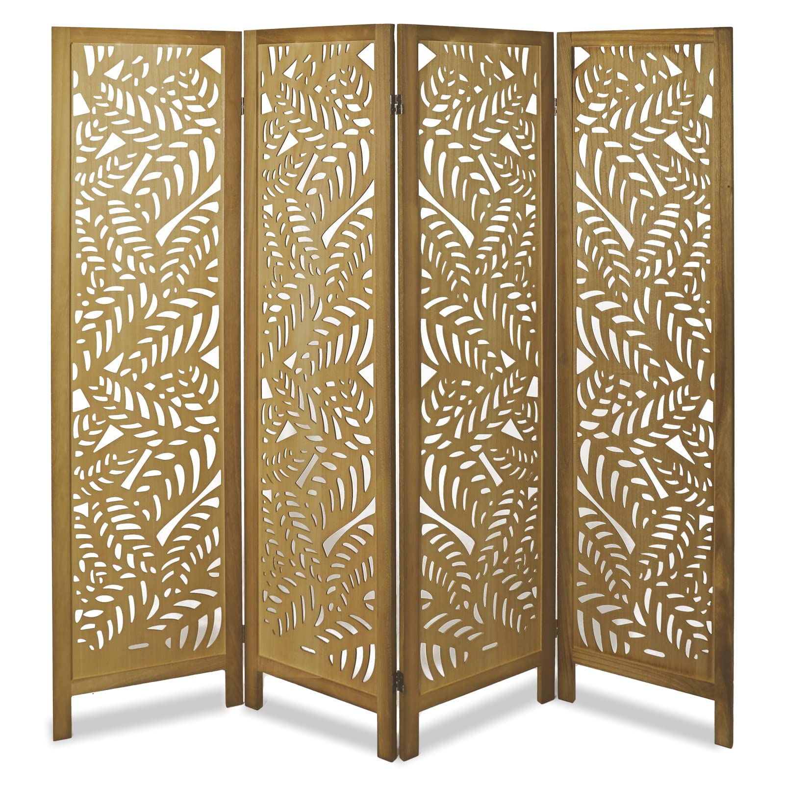 6Ft Wooden Folding Room Divider - 4 Panel Privacy Screen for Home, Office, Bedroom & Restaurant - Light Brown Partition for Space Separation & Decoration