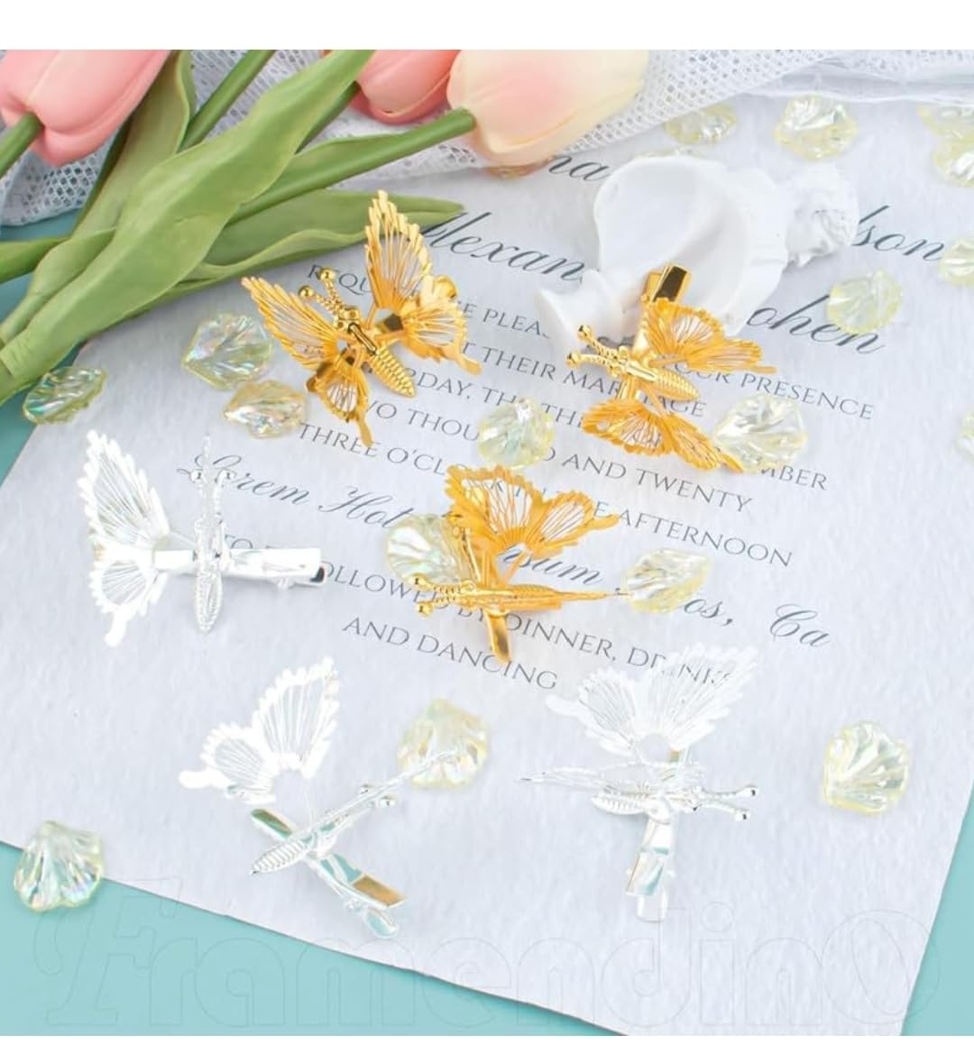 SHIDARA 6 PCS 3D Butterfly Hair Clips - Gold & Silver Metal Moving Butterfly Hair Barrettes for Women & Girls | Cute Hair Accessories for Parties, Weddings & Everyday Style