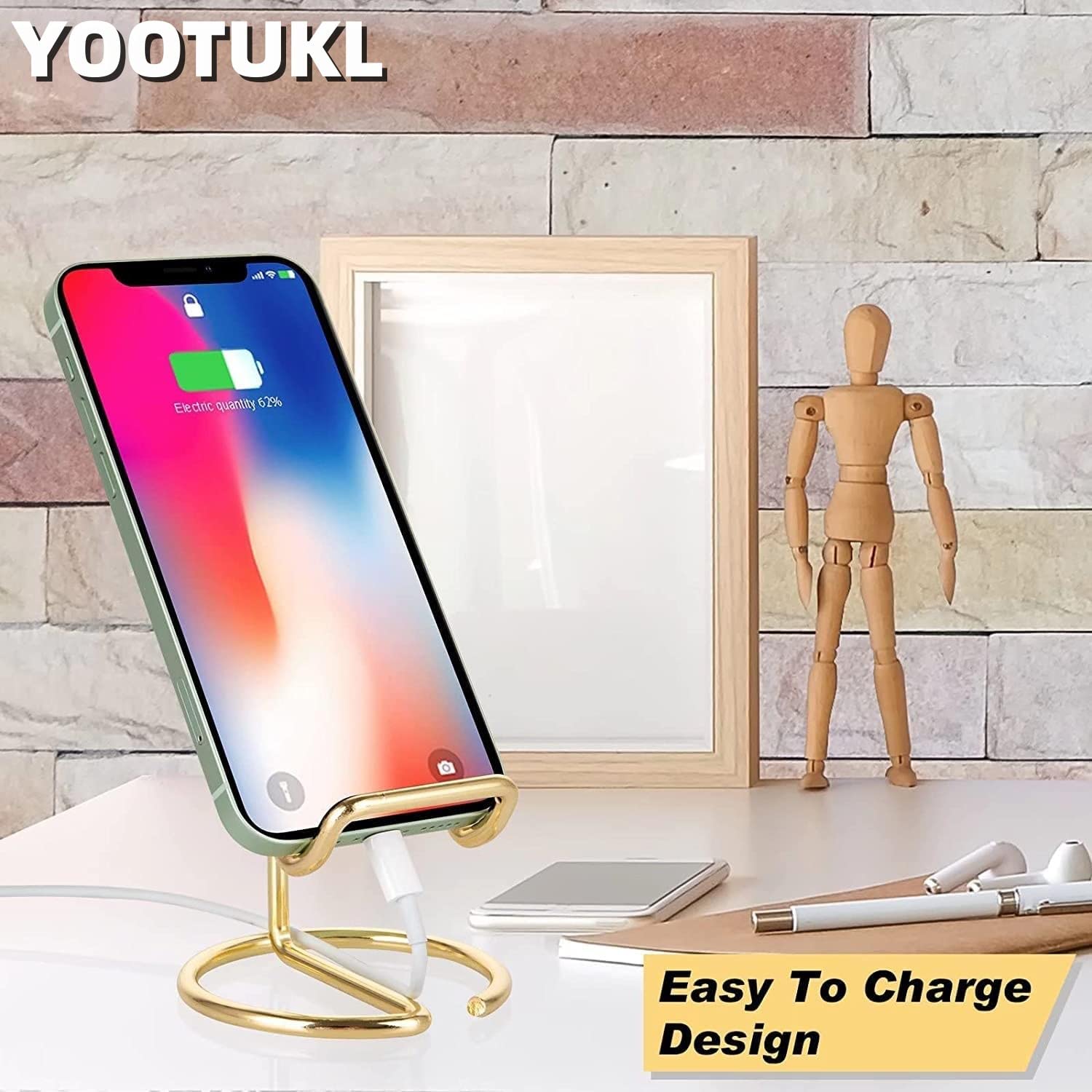 Premium Cell Phone Stand & Business Card Holder - Portable Desk Organizer for iPhone, iPad Mini, Kindle & Tablets 4-6.5