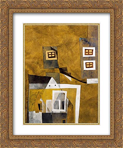 20x24 Gold Ornate Floating Houses Art Print - Double Matted Museum Quality Wall Decor by Vajda Lajos | Perfect for Living Room, Bedroom & Office Decor