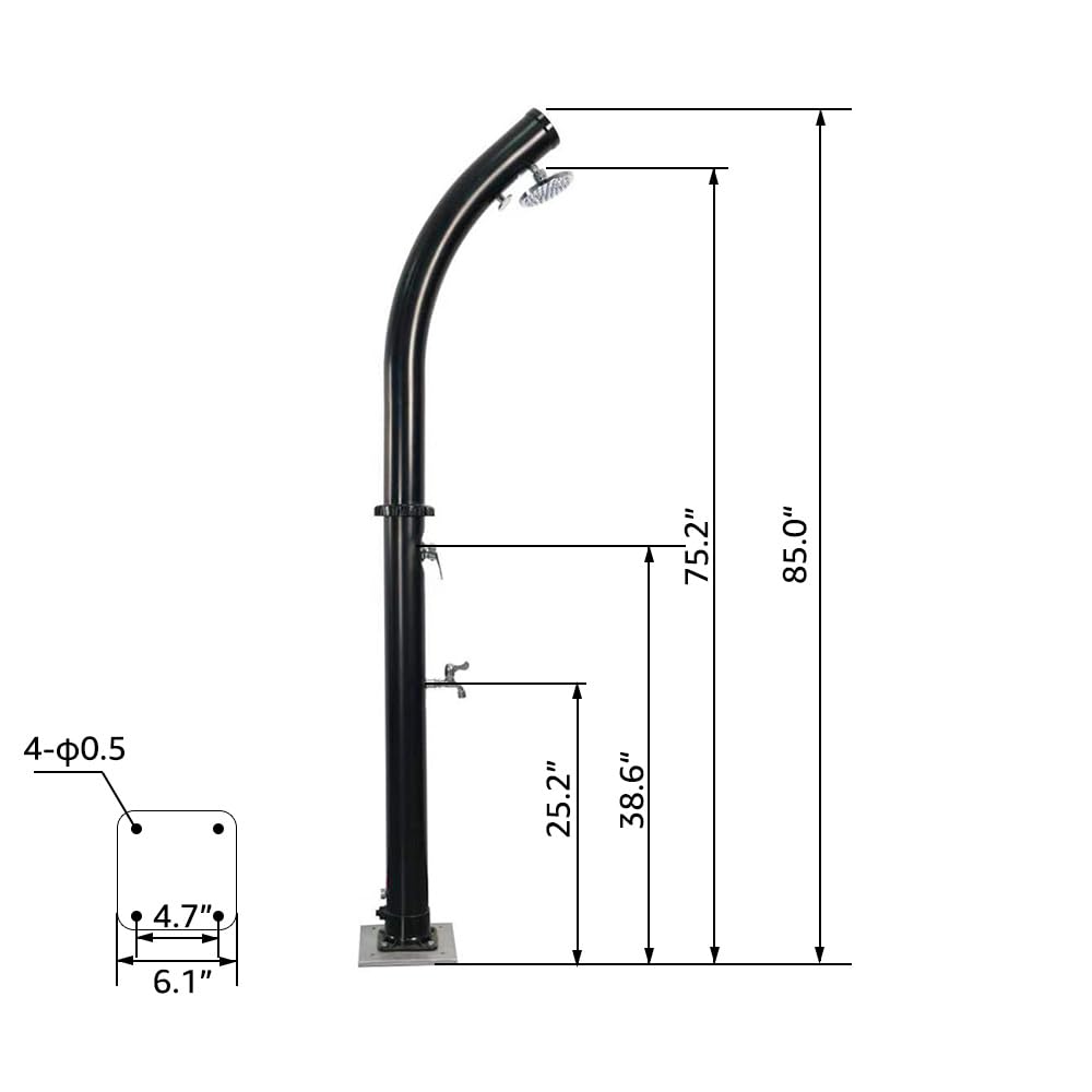 5.3 Gallon Solar Outdoor Shower with 360° Swivel Head - Freestanding 7.2FT Garden Shower with Temperature Control & Foot Wash - Perfect for Poolside, Backyard, Beach, and Camping Use