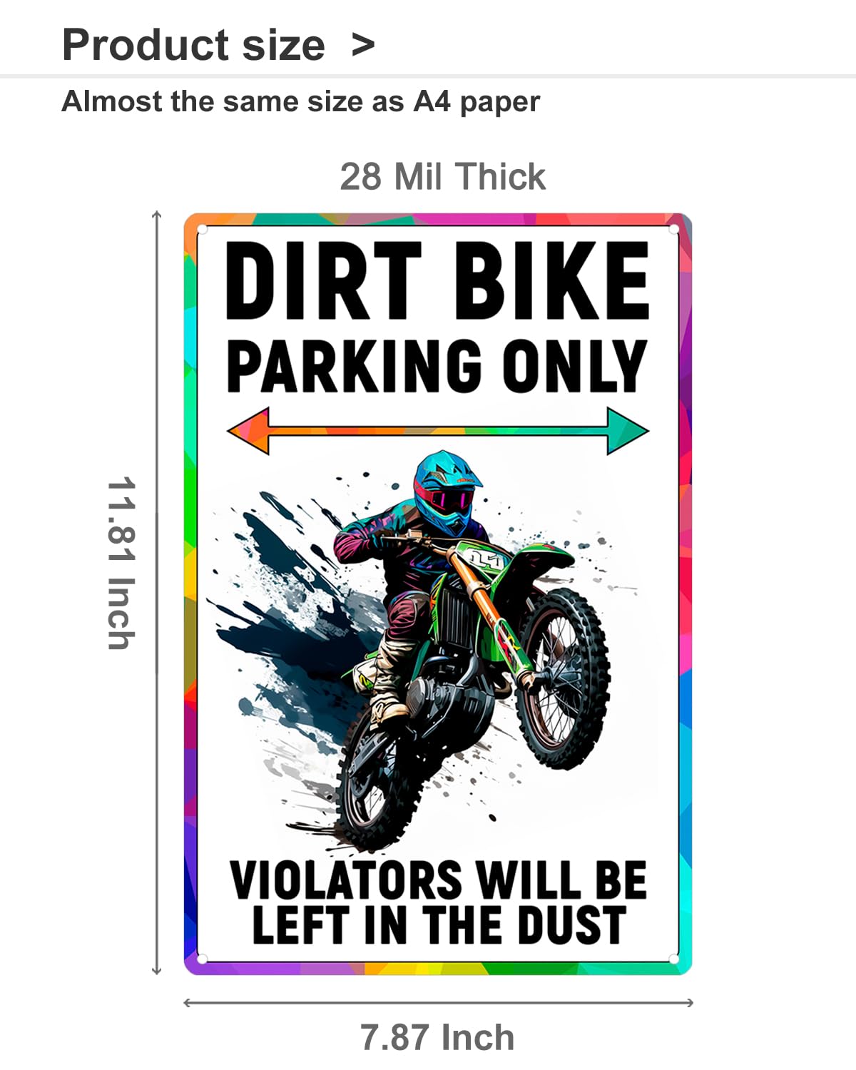 Dirt Bike Accessories & Decor - ALKB Dirt Bike Parking Only Sign - Perfect Motocross Gifts for Boys & Riders - Ideal for Garage, Bedroom, or Man Cave Decor