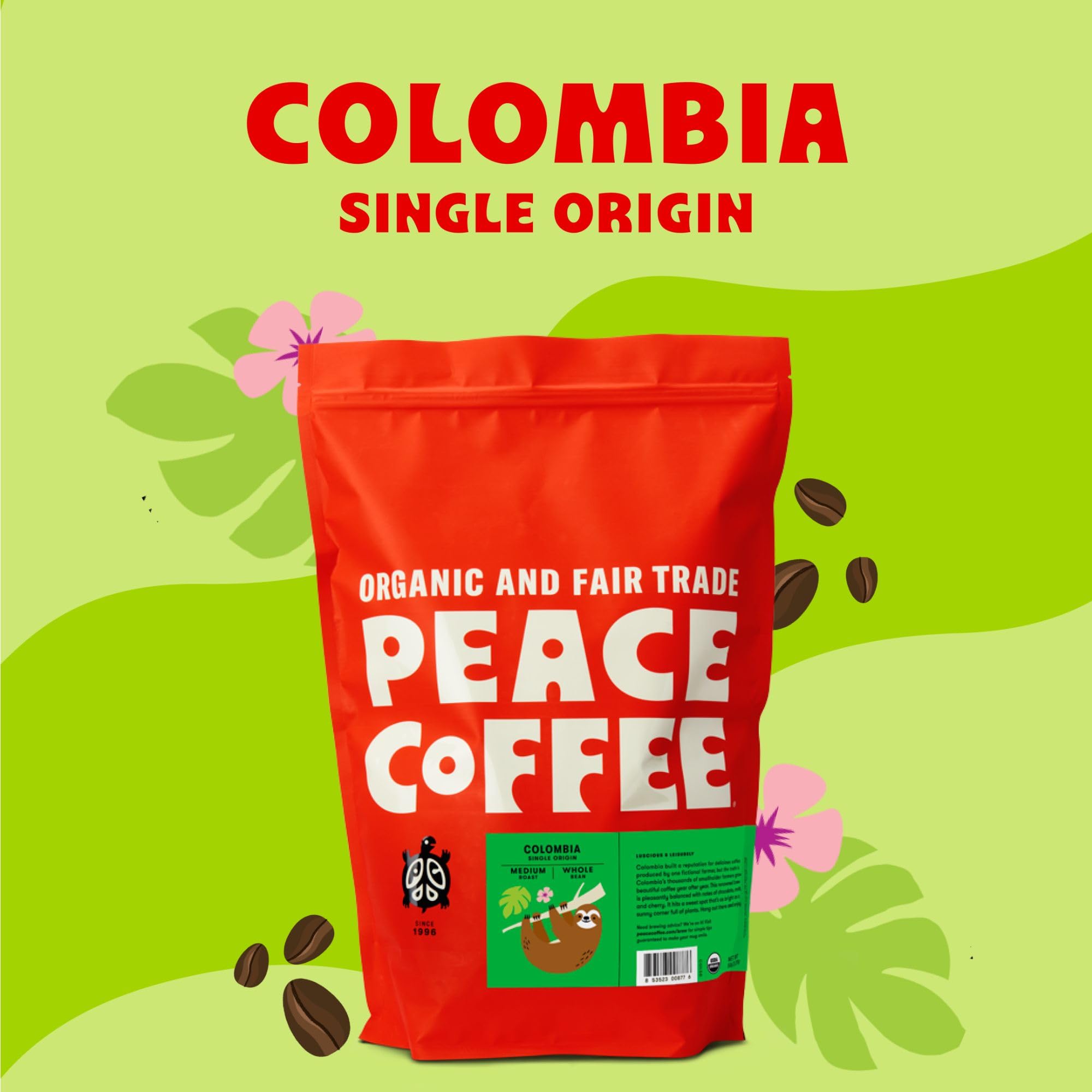 Organic Fair Trade Colombia Single Origin Coffee - 5 lb Whole Bean Medium Roast | Shade Grown, Fresh Roasted | Smooth & Crisp Flavor | Perfect for Home Brewing, Office Use & Gift Giving