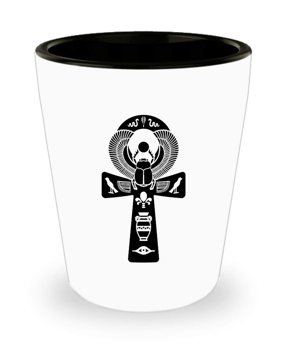 Ankh Symbol Shot Glass - Ancient Egyptian Hieroglyphics Coptic Cross Gift - Perfect for Parties, Collectors & Spiritual Decor