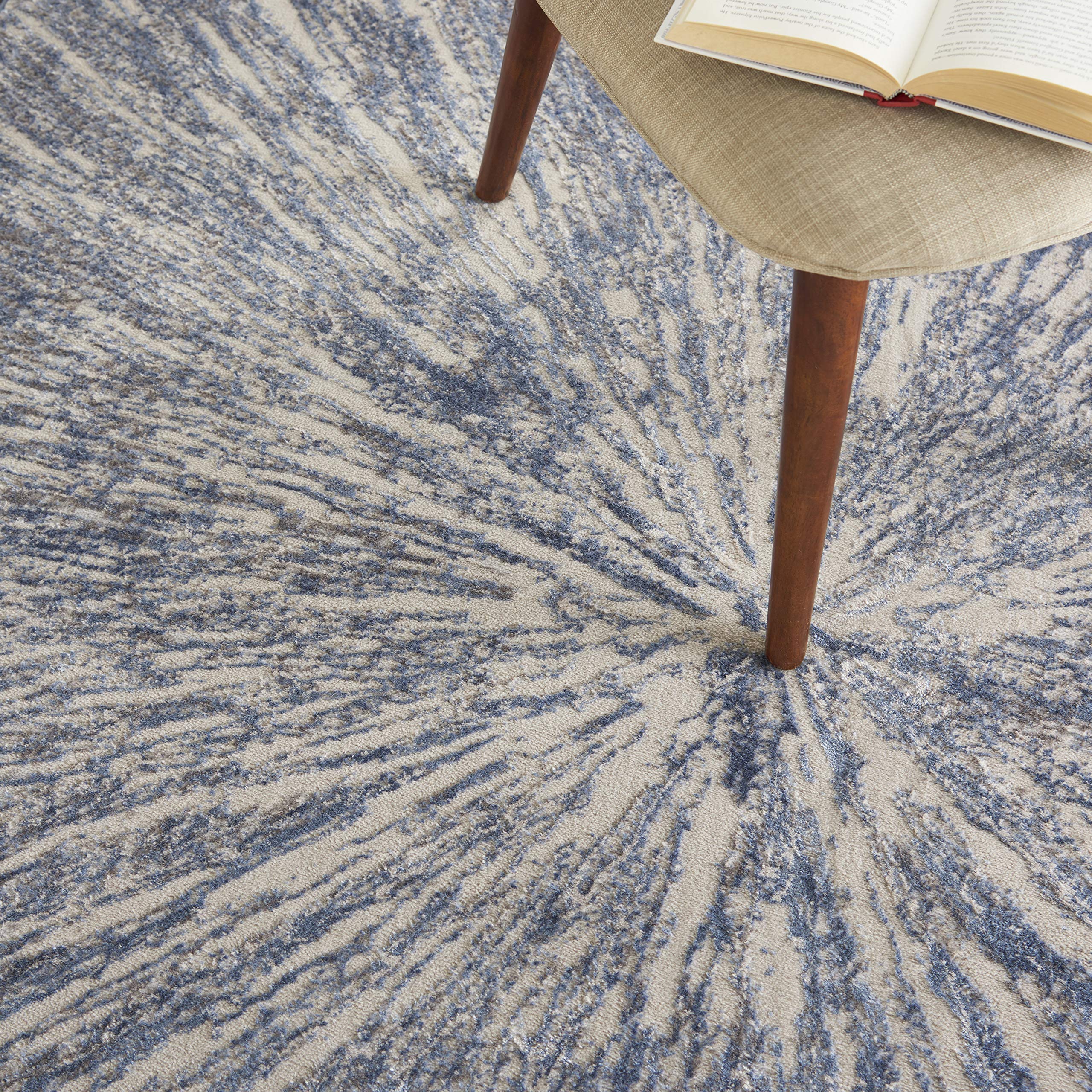 Nourison Sleek Textures Abstract Blue Grey 5x7 Area Rug - Easy Clean, Non-Shedding, Stain Resistant for Bedroom, Living Room, Dining Room & Kitchen | Perfect for Modern Home Decor & High Traffic Areas