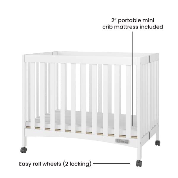 Child Craft London Mini Compact Folding Portable Crib with 2