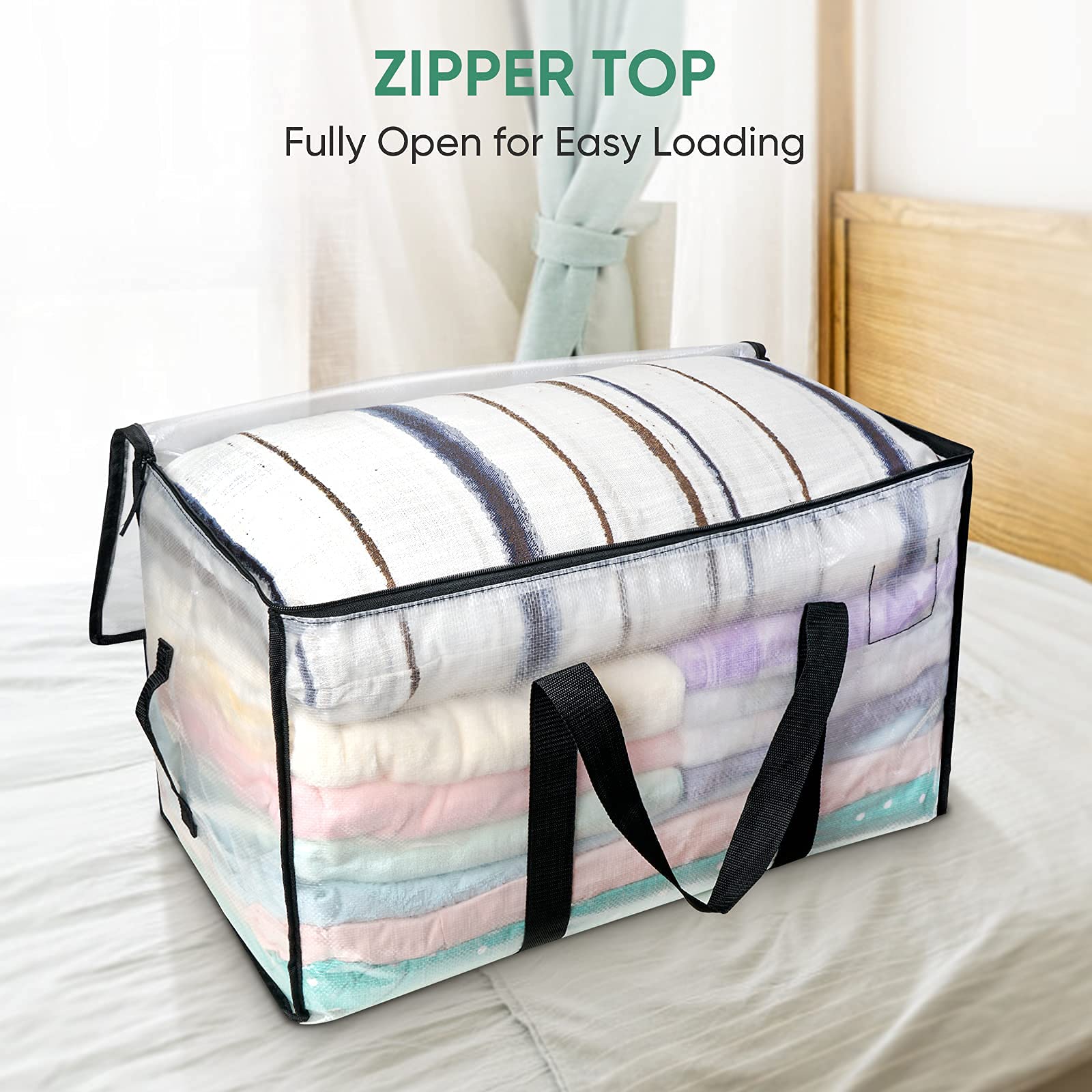 TICONN 4-Pack Extra Large Moving Bags + 4-Pack Oversized Storage Bags - Heavy Duty Reusable Cloth Bins for Moving, Home Organization & Storage (Perfect for Clothes, Toys, Blankets & Seasonal Items)
