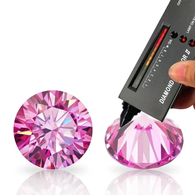 **100% Real Pink Loose Moissanite Gemstone - Lab-Created for Women's Jewelry (Round/Pear/Emerald/Oval Cut) | GRA Certified | Perfect for Engagement Rings, Wedding Bands & Fashion Jewelry**