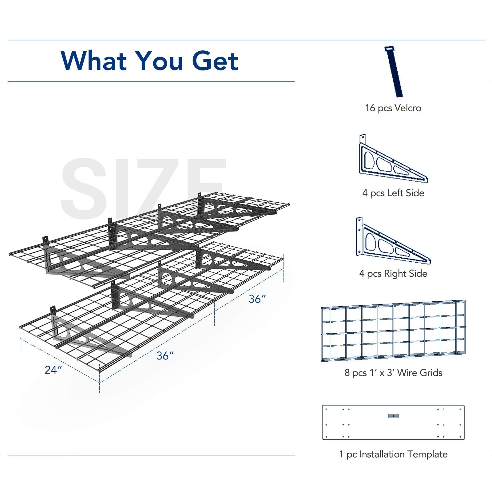 FLEXIMOUNTS 2-Pack 2x6ft Heavy Duty Garage Shelving - 24x72 Inch Wall Mounted Storage Rack, Floating Shelves for Garage Organization - Black (Perfect for Tools, Bins & Home Storage)