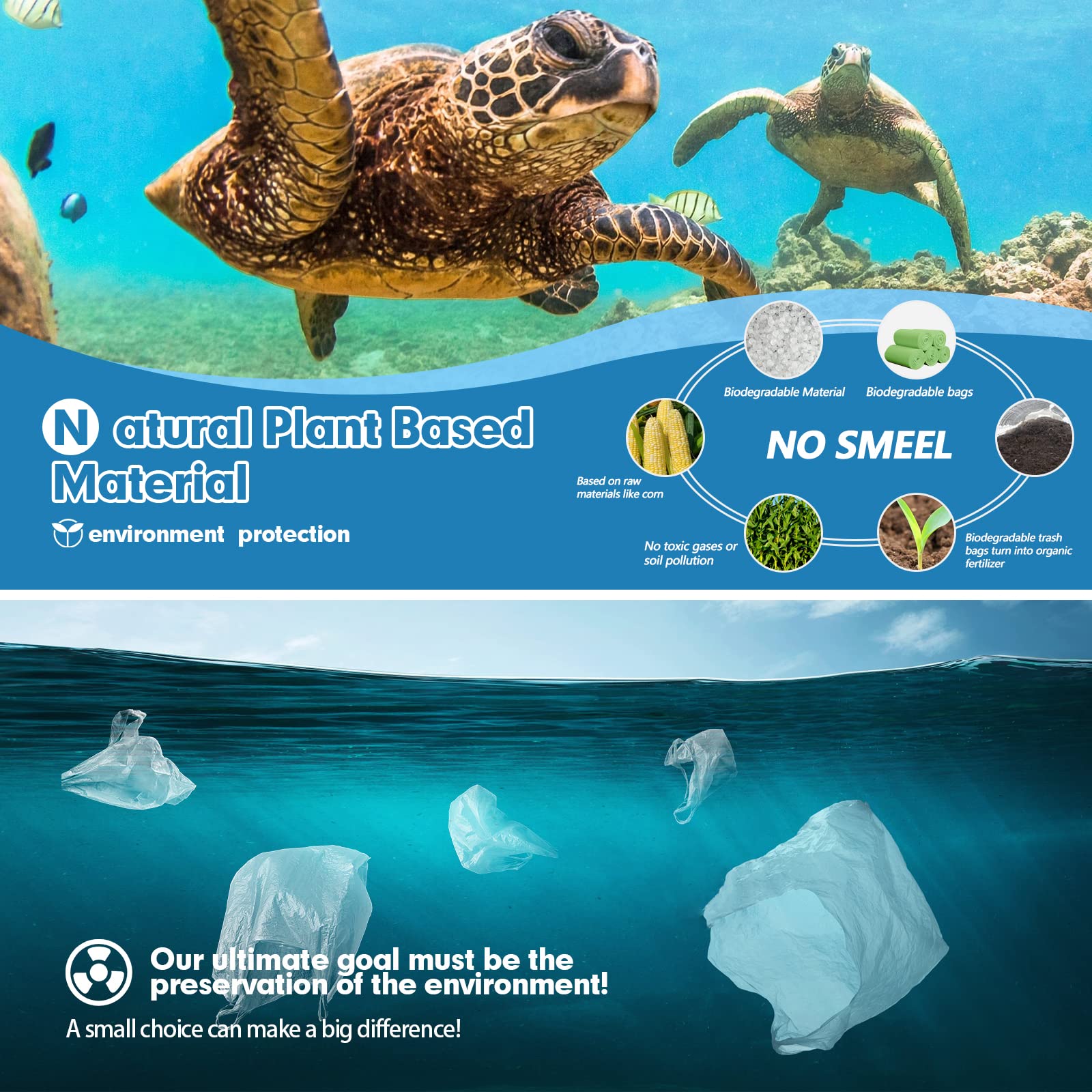 180 Counts Aklyaiap 4 Gallon Biodegradable Trash Bags - Tear & Leak Resistant, Unscented Small Garbage Bags for Bathroom, Kitchen & Home Use - Eco-Friendly Waste Disposal for Daily Cleaning & Organizing