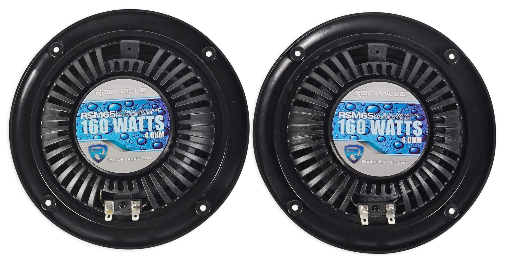 Rockville RSM65B 6.5 Inch 960W Waterproof Marine Boat Speakers - Slim Shallow Mount Design for Boats, Yachts & Outdoor Water Sports