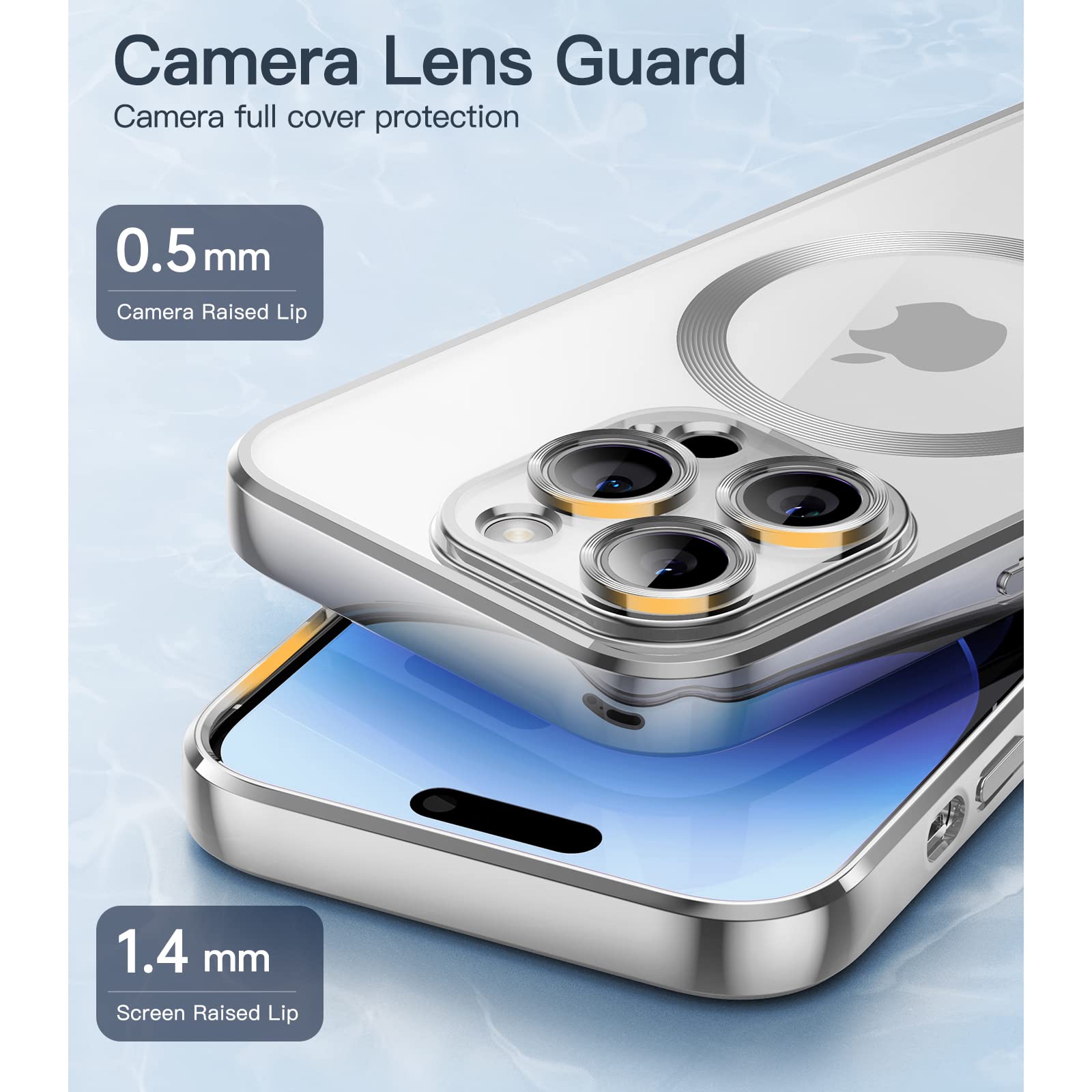 JETech Soft Clear Case for iPhone 14 Pro 6.1-Inch | MagSafe Compatible | Shockproof TPU Cover with Full Camera Protection | Silver | Perfect for Everyday Use, Wireless Charging & Drop Protection