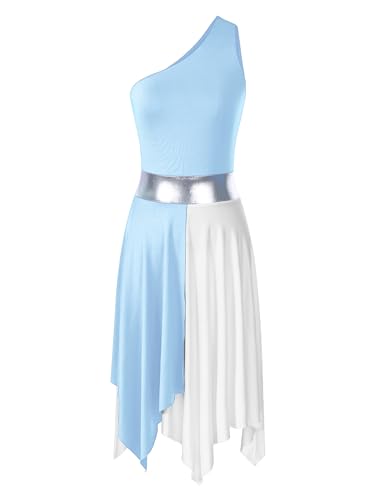One Shoulder Light Blue