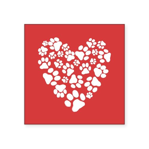 White - Dog Paw Prints Heart Sticker