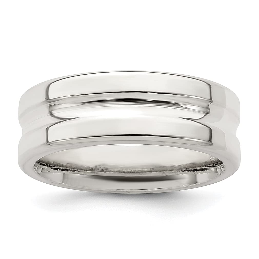 925 Sterling Silver 7mm Flat Grooved Center Wedding Band Ring - Size 8 - Elegant Fine Jewelry for Women - Perfect Anniversary, Engagement & Wedding Gift - Ideal for Everyday Wear & Special Occasions