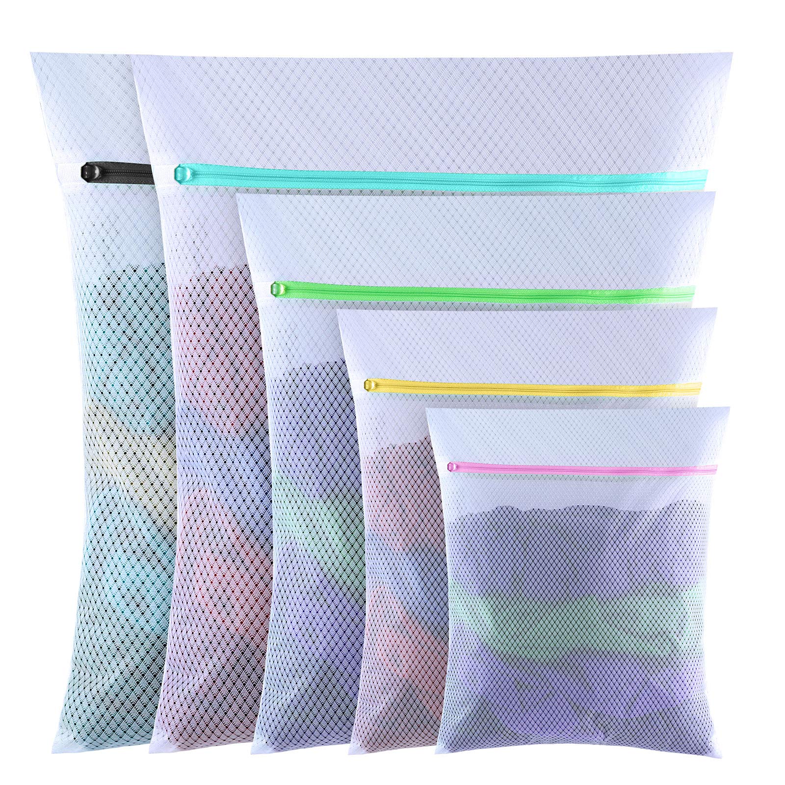 GOGOODA 5 Pack Premium Mesh Laundry Bags for Delicates - Wash Bags for Sweaters, Blouses, Hosiery & Bras - Travel Storage Organization (5 Set) - Perfect for Hand Washing, Machine Washing & Travel Laundry Care