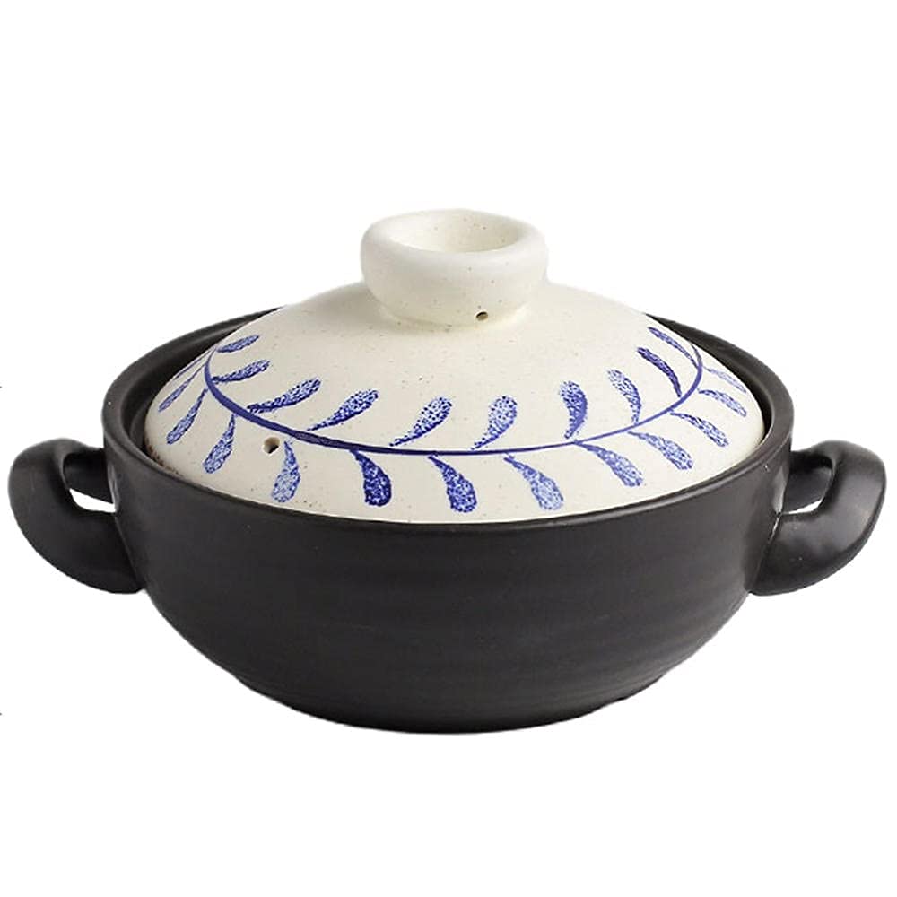 3.5L Black Terracotta Stew Pot - Ceramic Casserole Pot for Hot & Cold Dishes, Crack-Resistant - Perfect for Slow Cooking, Soups, Stews & Serving Dishes