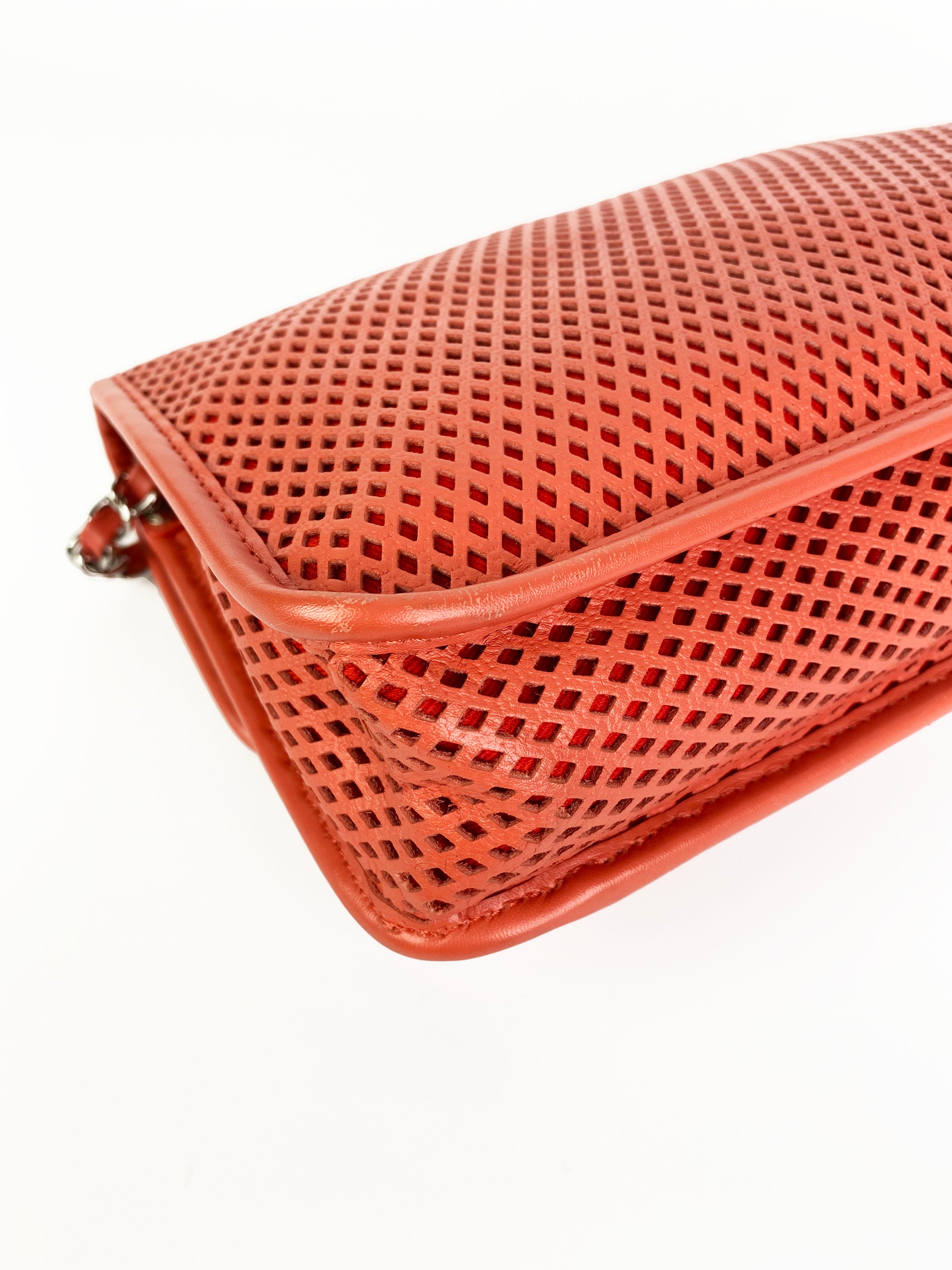 Chanel Medium Peach Perforated Classic Flap Bag - Luxury Designer Handbag for Women, Perfect for Parties, Weddings & Everyday Elegance
