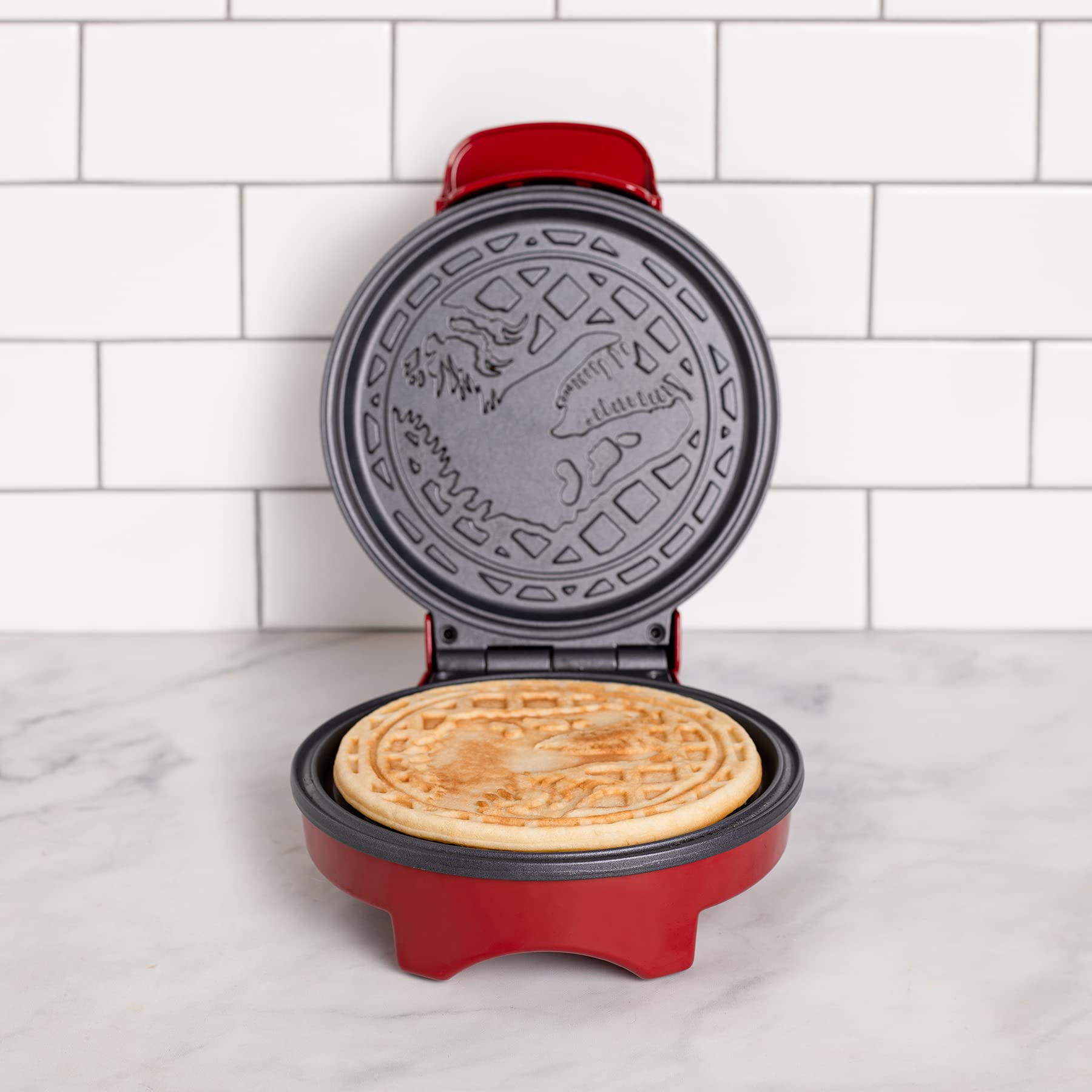Jurassic Park Waffle Maker - Dinosaur Themed Waffle Iron with T-Rex Design - Perfect for Breakfast, Kids Parties & Jurassic Park Fans