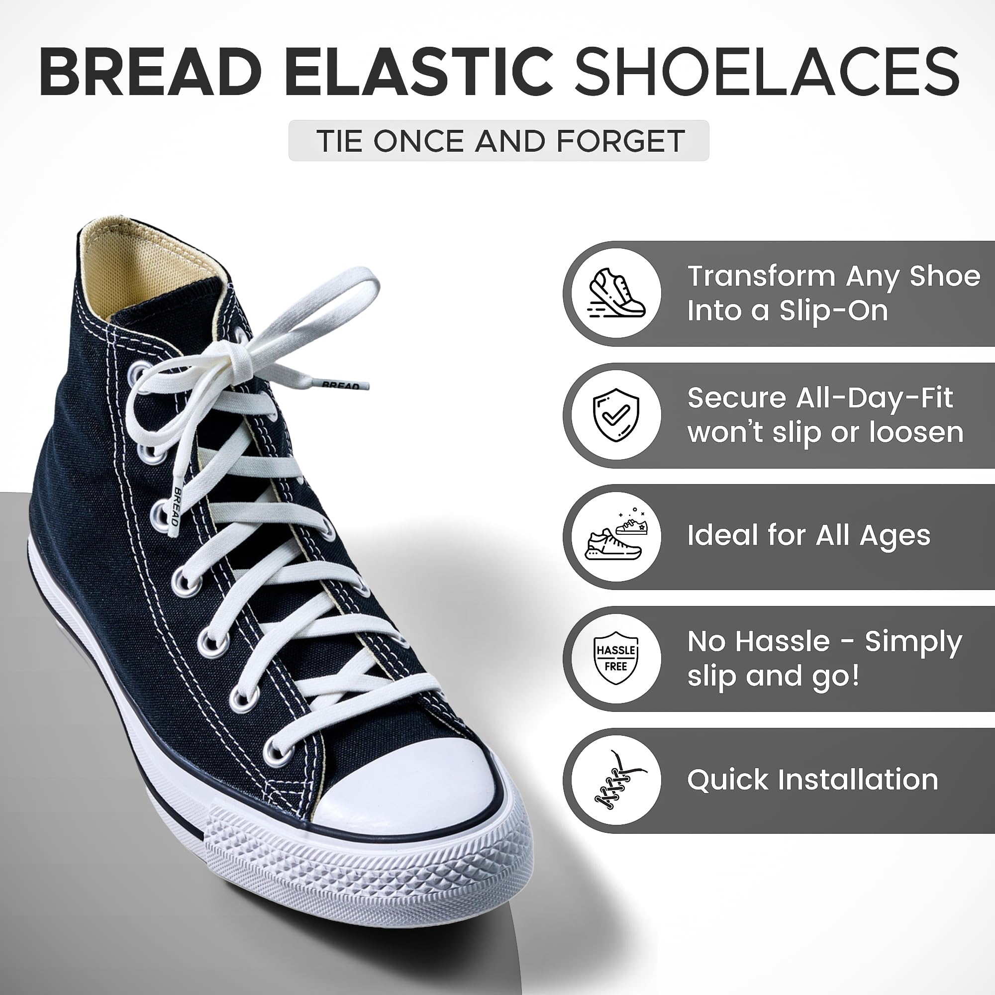 No-Tie Elastic Shoelaces for Sneakers & Boots - Durable Slip-On Laces for Kids & Adults - Perfect for Travel, Running & Daily Wear