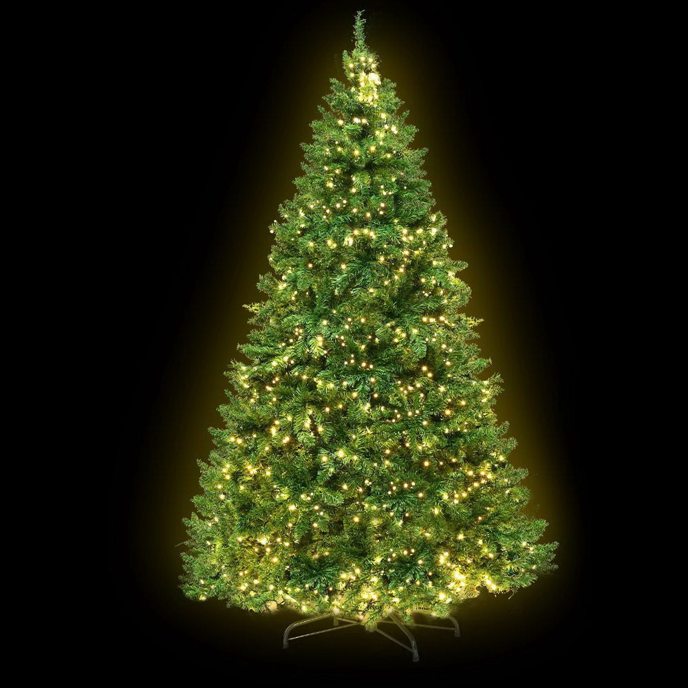 8FT Christmas Tree with 1488 Warm White LED Lights - 2.4M Tall Artificial Xmas Tree for Home Decor, Office, and Holiday Party Decoration