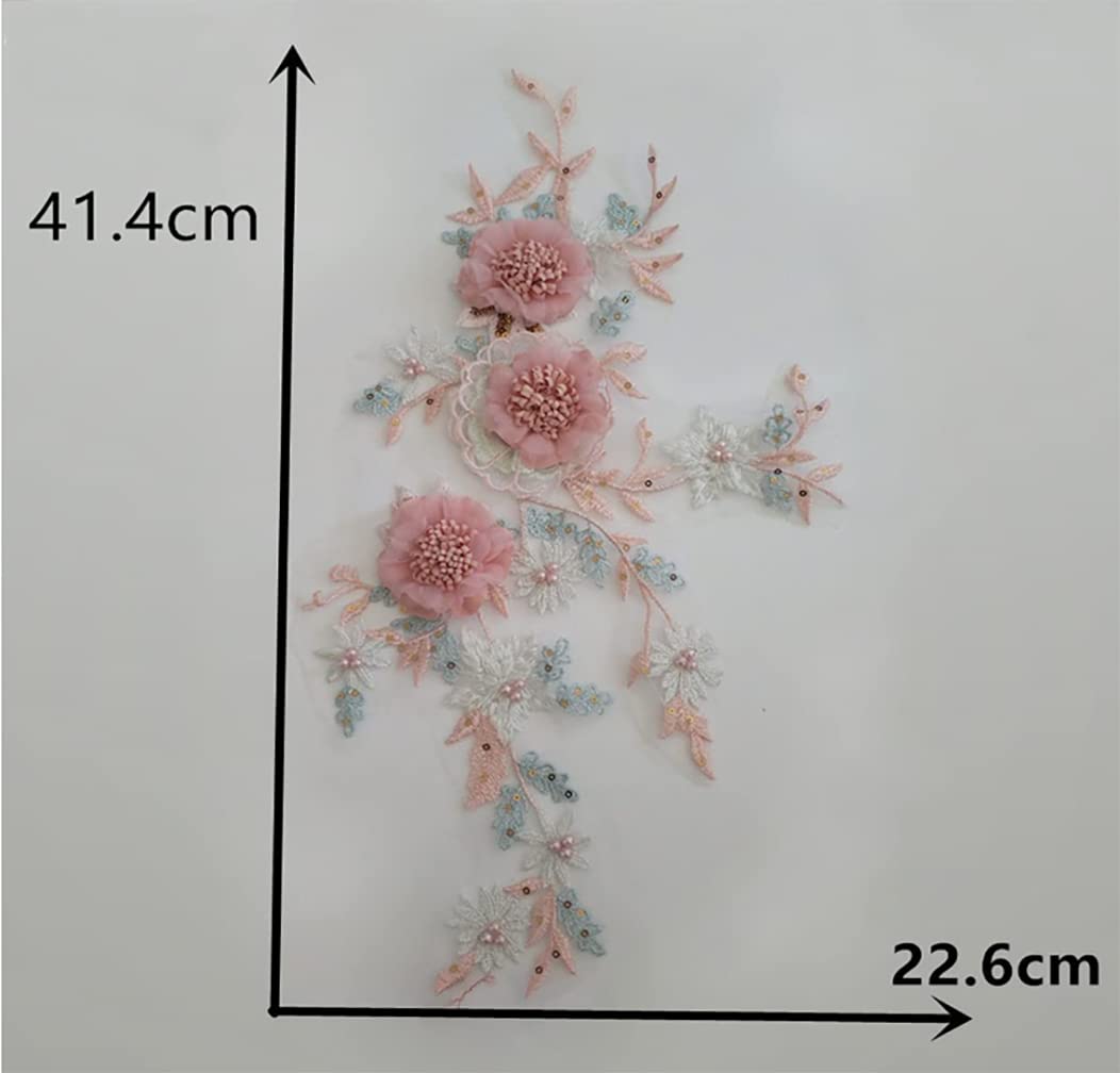 Lace Flower Applique Patches for DIY Sewing - Embroidered Dress Accessories (Pink) | Perfect for DIY Dresses, Jackets, Bags & Home Decor