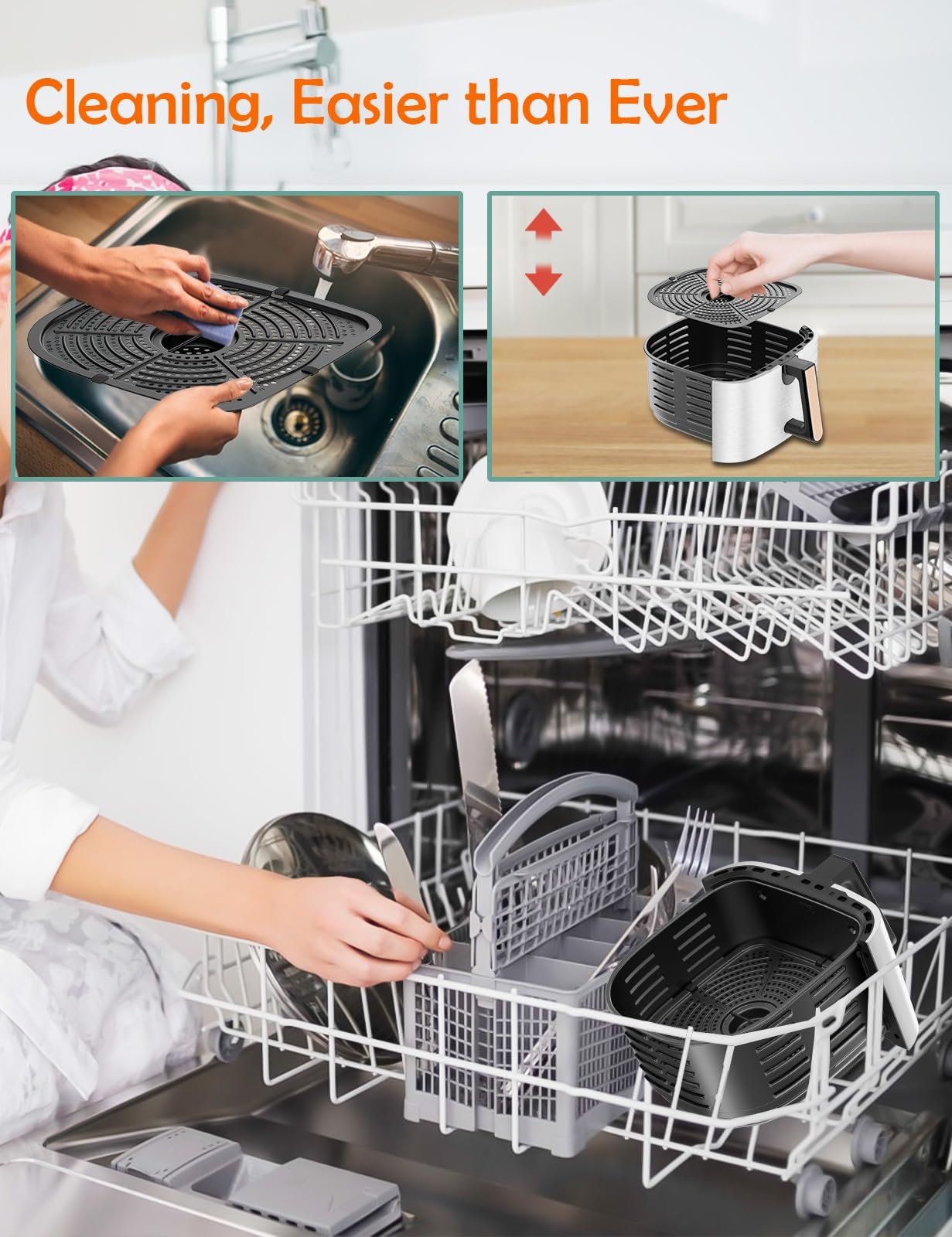 ALLCOOL 8QT Large 1700W Air Fryer Oven with Touch Screen - 8-in-1 Multi-Function Countertop Convection Oven, Dishwasher Safe Nonstick Basket, 36 Recipes Included, BPA & PFOA Free (White) - Perfect for Healthy Frying, Baking, Roasting, and Reheating Meals for Families