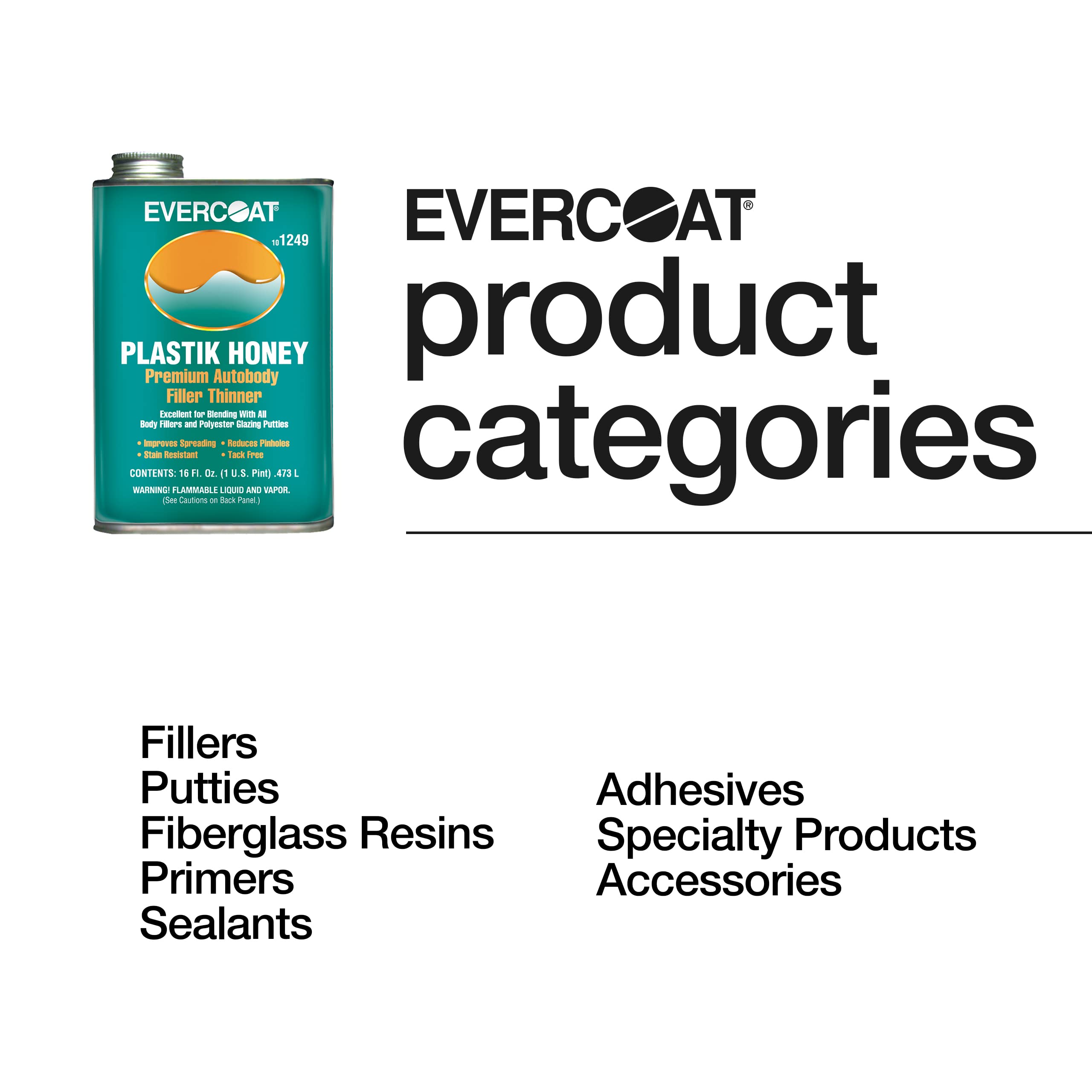 Evercoat Plastik Honey Premium Auto Body Filler Thinner - 16 Fl Oz for Professional Car Repair & Restoration | Perfect for Smoothing Body Fillers, Putties & Bondo | Automotive DIY & Collision Repair Shop Use