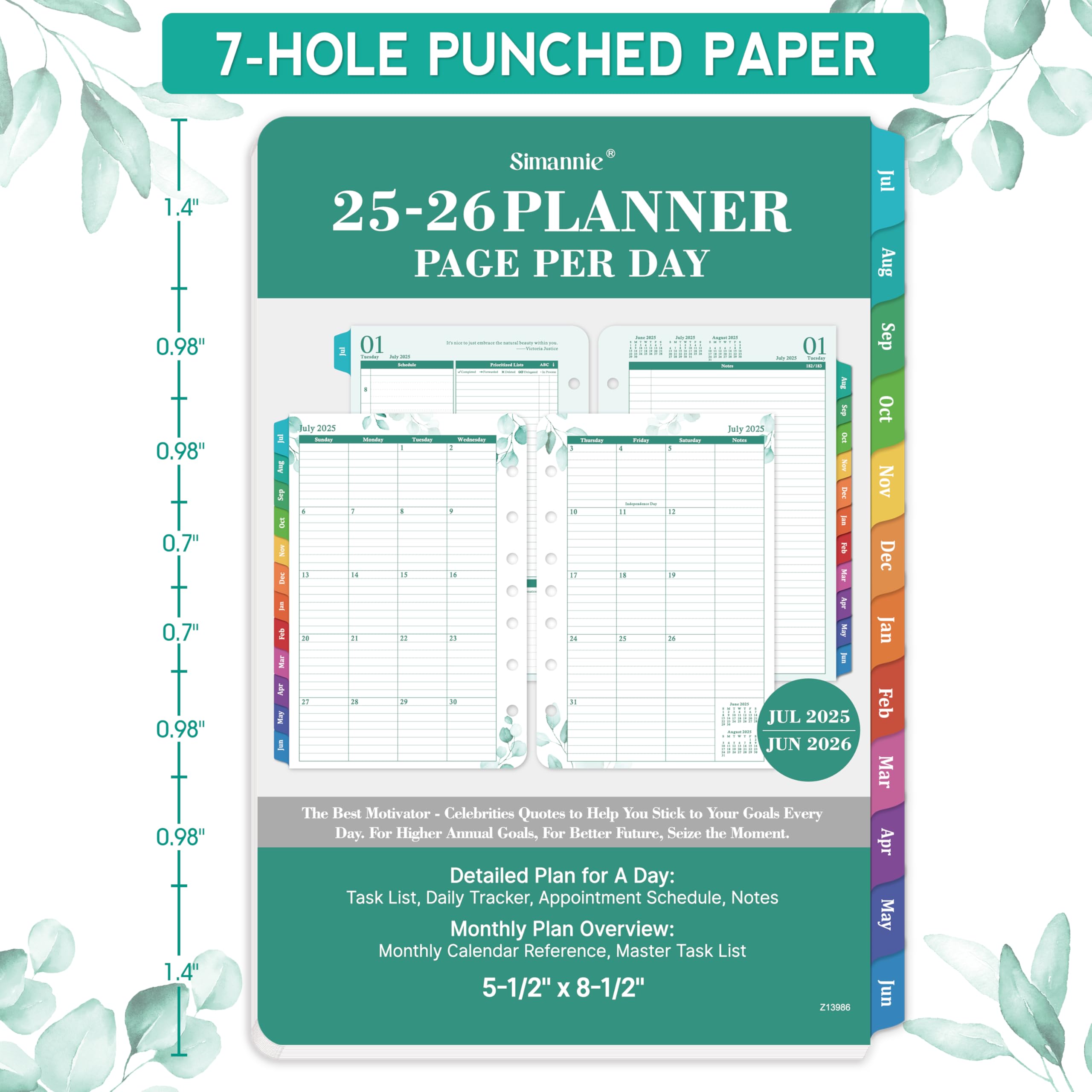 2025-2026 Daily Planner Refills – July 2025 to June 2026, 2 Pages Per Day, 5.5