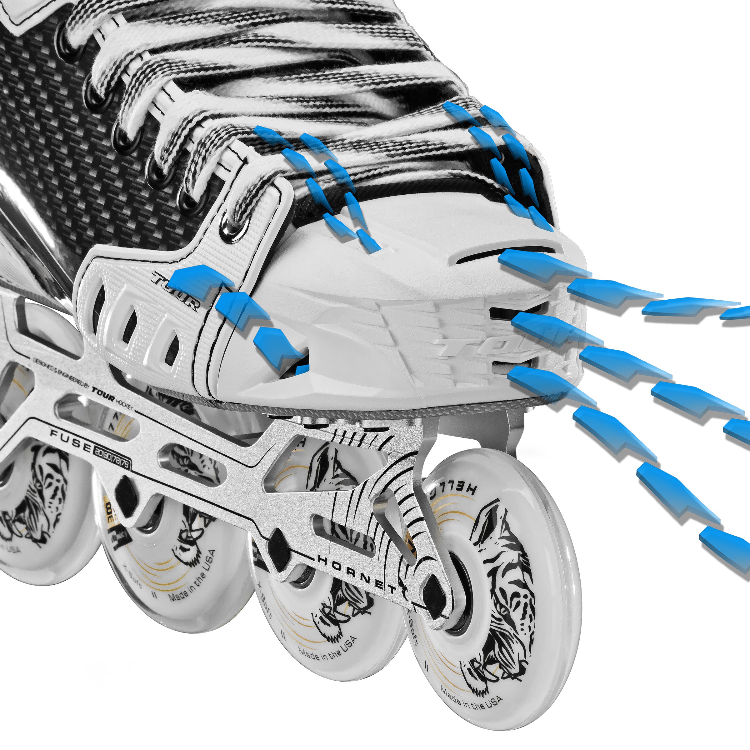 Volt KV1 White Roller Hockey Skates - High Performance Inline Skates for Men & Women - Perfect for Rink Hockey, Street Skating & Fitness Training