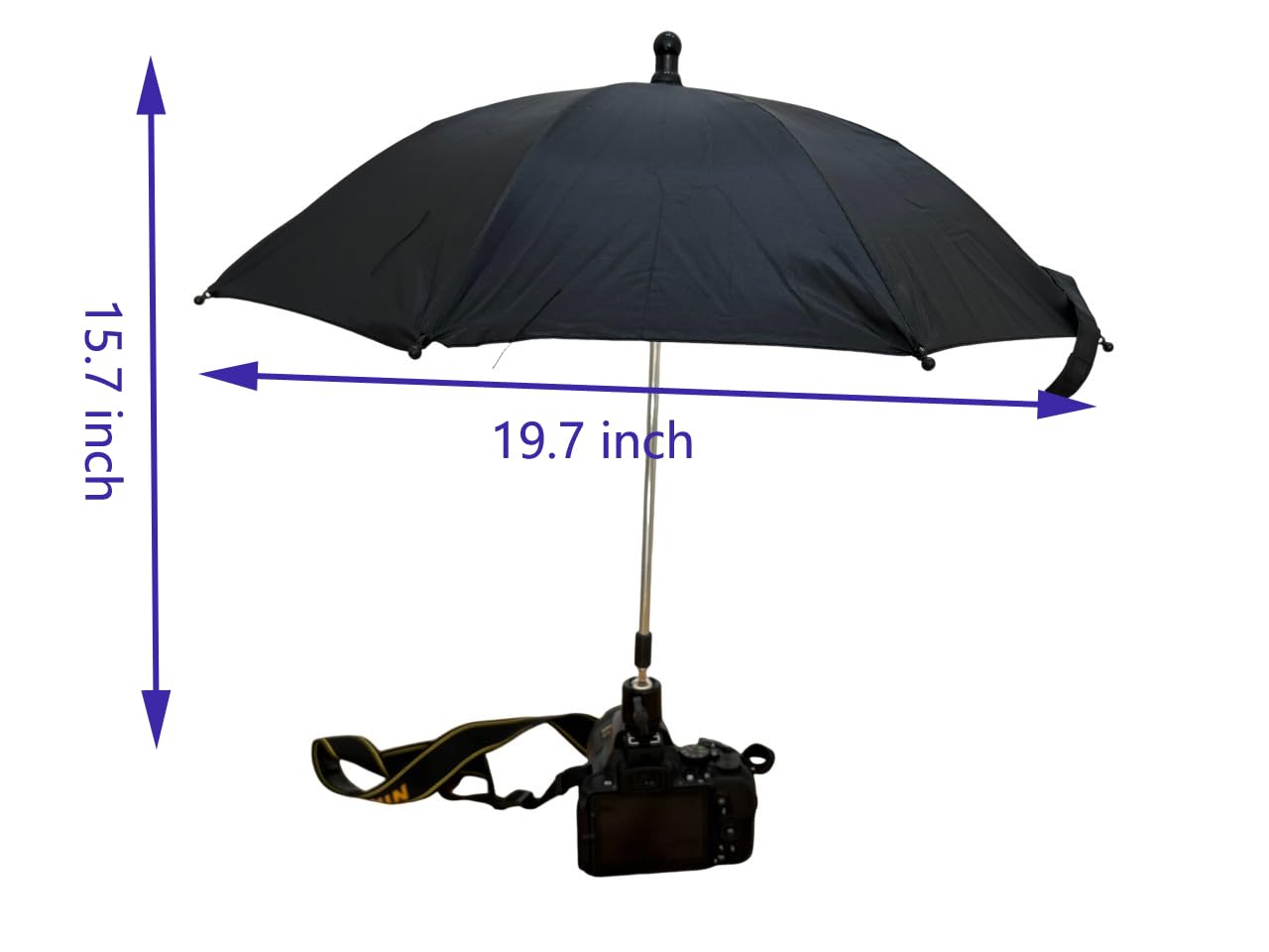 360° Swivel Camera Umbrella with Hot Shoe Mount - Professional Sun Shade & Rain Cover for DSLR Cameras (50cm Large) - Perfect for Outdoor Photography, Vlogging & Rainy Day Shoots