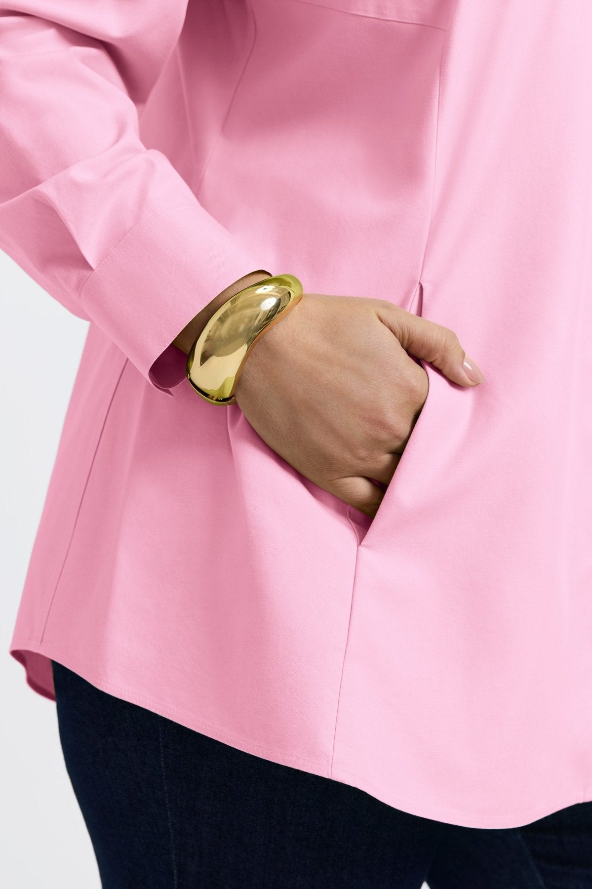 Cici Plus Wrinkle-Free Pinpoint Long Sleeve Tunic Shirt for Women - Perfect for Office Wear & Casual Outfits