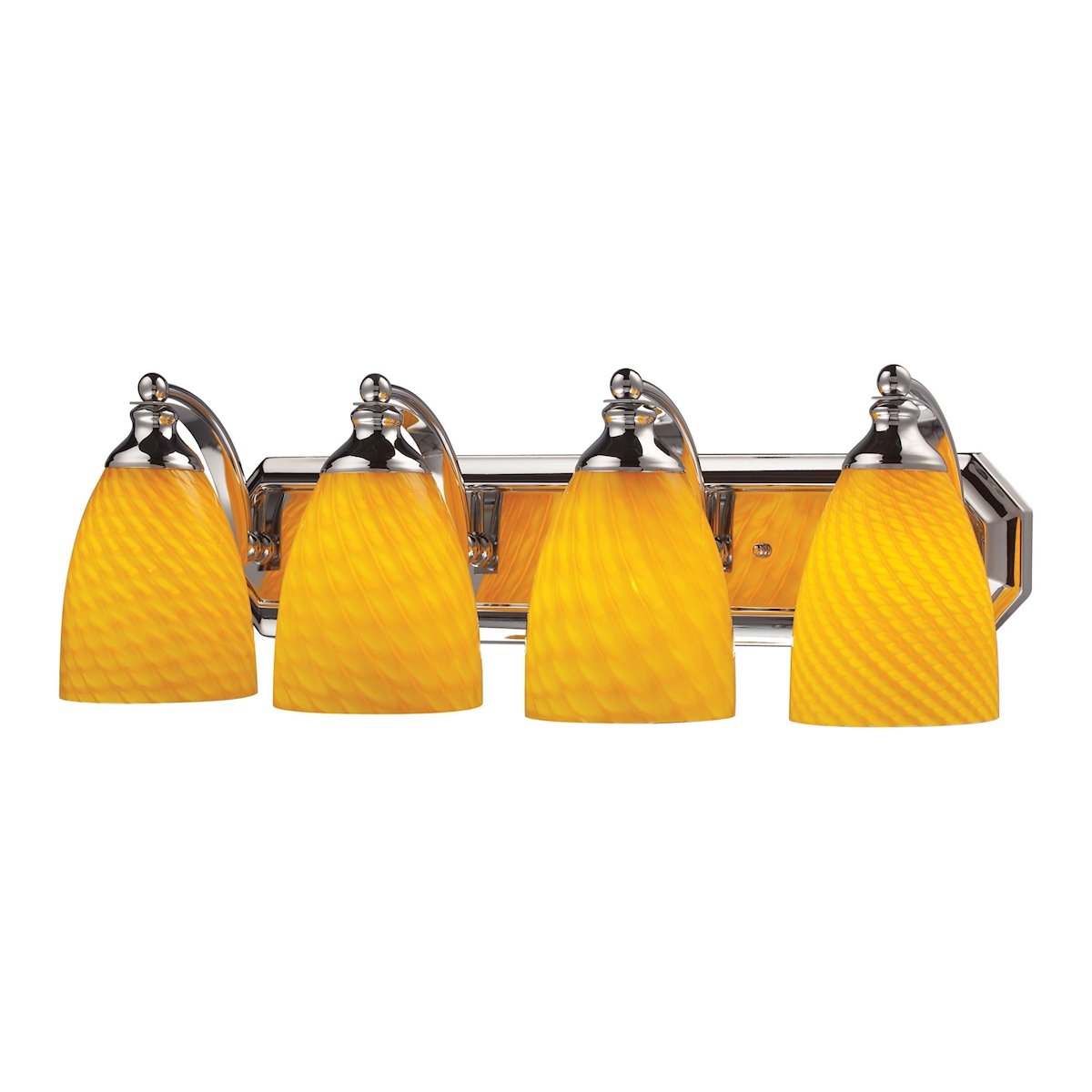 Chrome & Canary Glass 4-Light Vanity Wall Lamp - Mix & Match Design for Bathroom, Bedroom, or Dressing Room Lighting