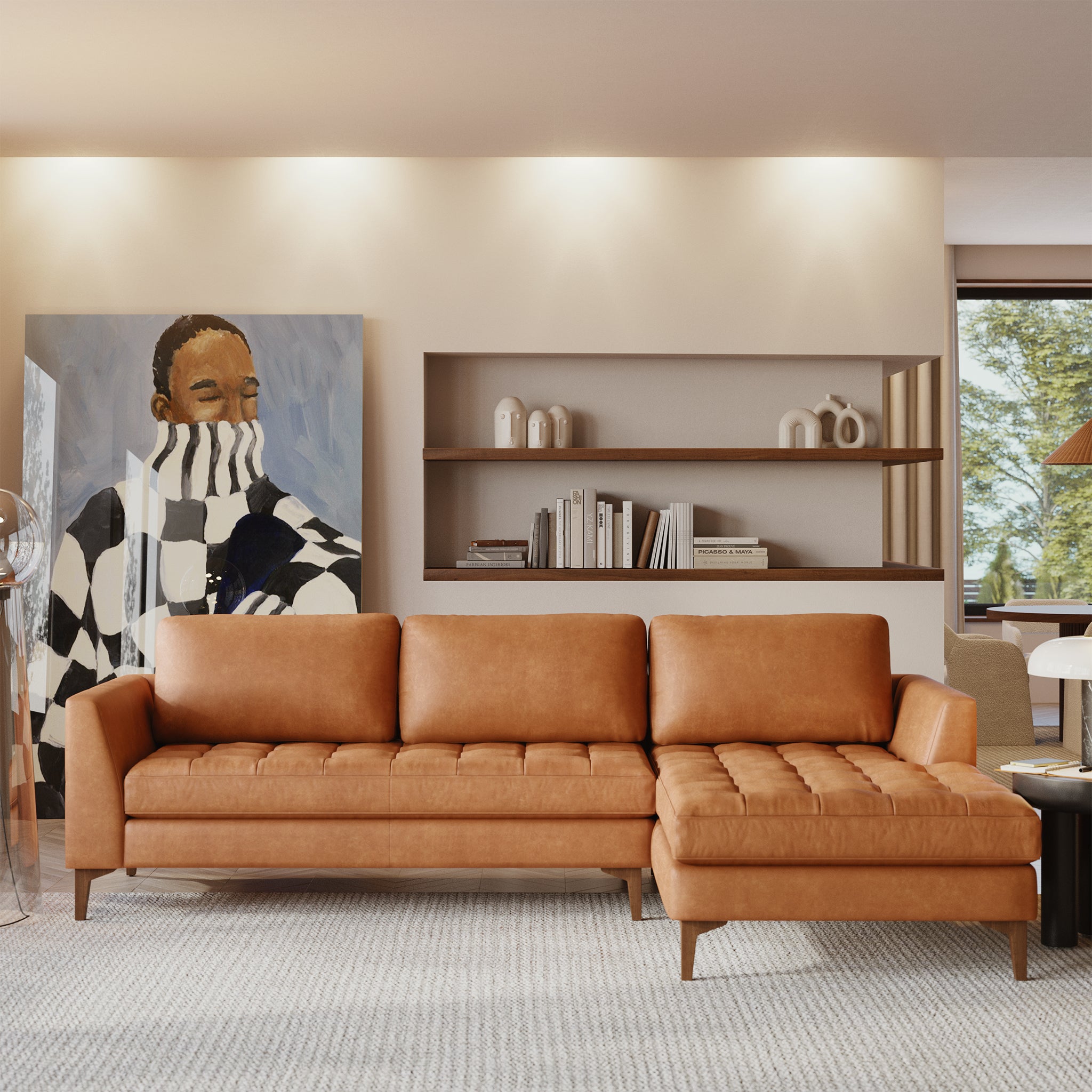 Modern Calle Right Facing Sectional Sofa - L-Shaped Corner Couch for Living Room, Family Room & Small Spaces | Comfortable Fabric Upholstery with Reversible Chaise