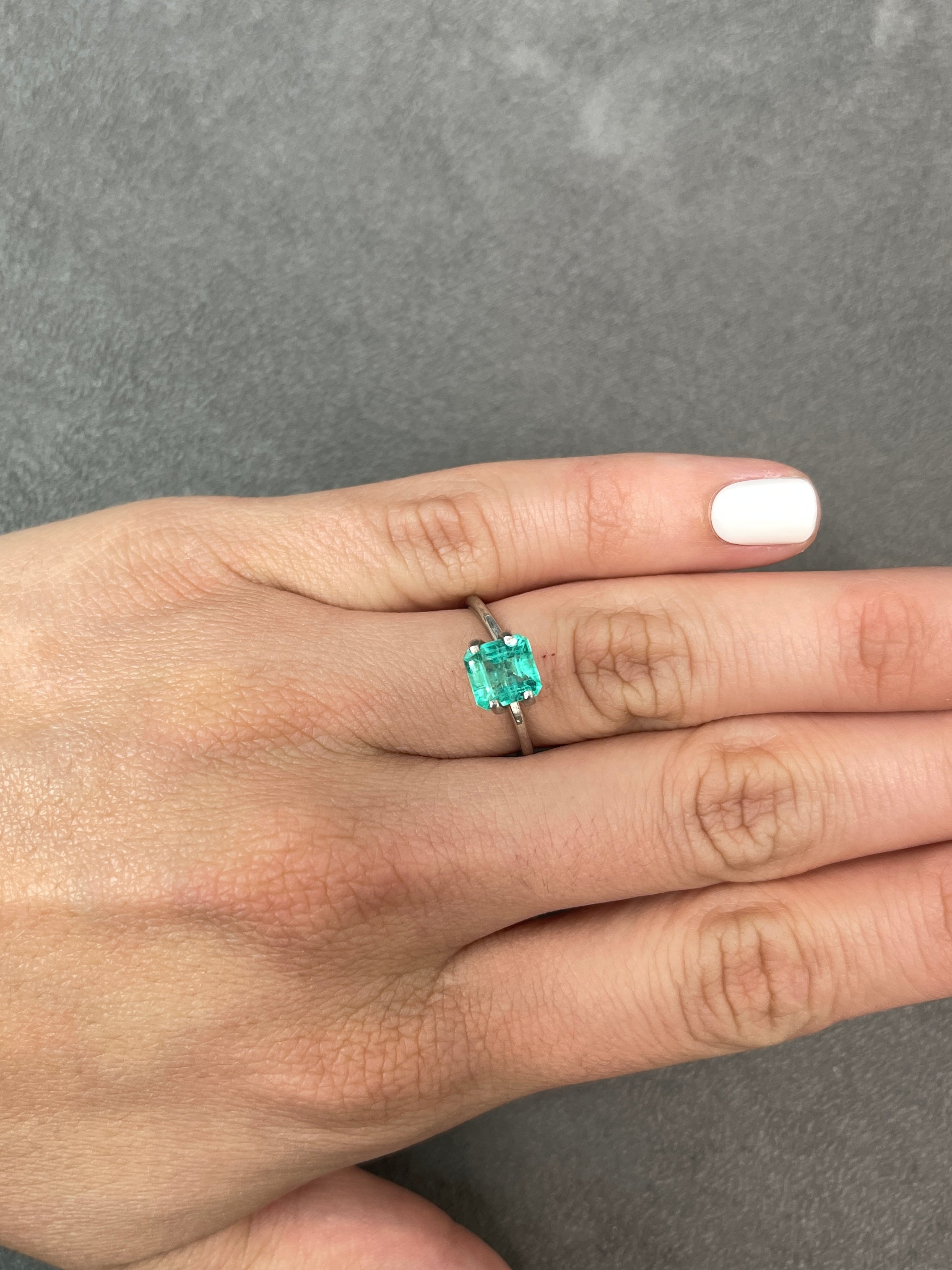 1.58 Carat Bluish Green Asscher Cut Natural Colombian Emerald Loose Gemstone for Jewelry Making - Engagement Rings, Pendants & Custom Designs