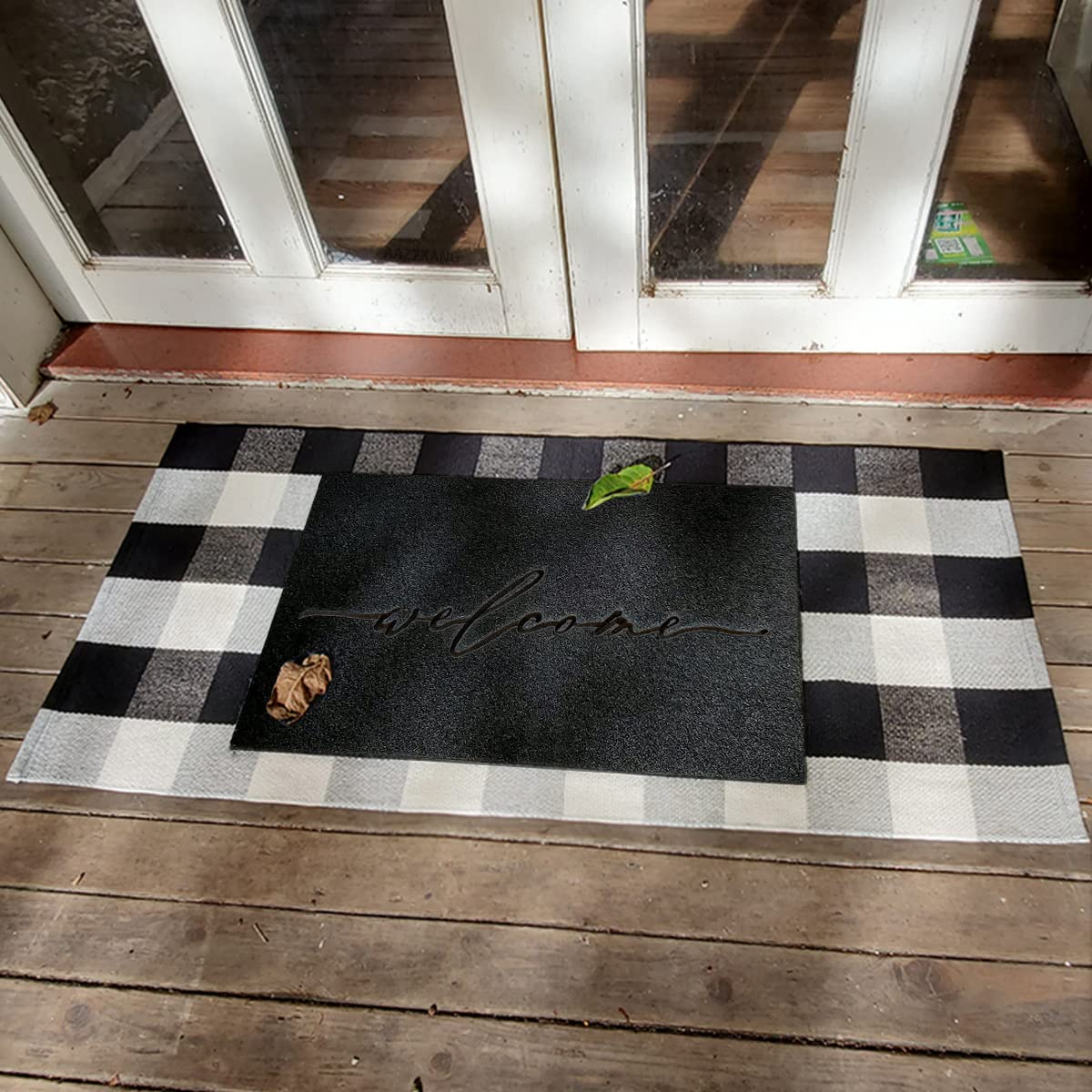 AAZZKANG Non-Slip Welcome Mat for Outdoor/Indoor Use - Durable Rubber Backing, Easy to Clean Doormat for High Traffic Areas - Perfect for Front Door, Entryway, Patio & Mudroom
